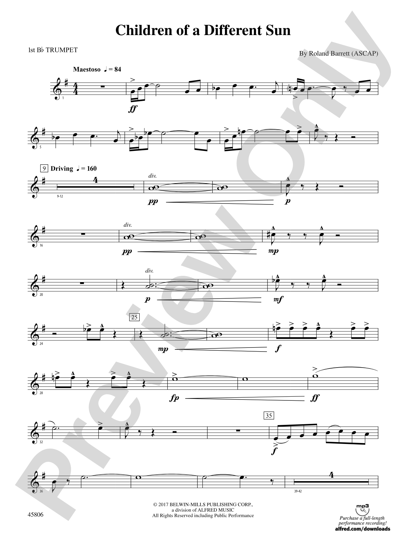 Children of a Different Sun: 1st B-flat Trumpet