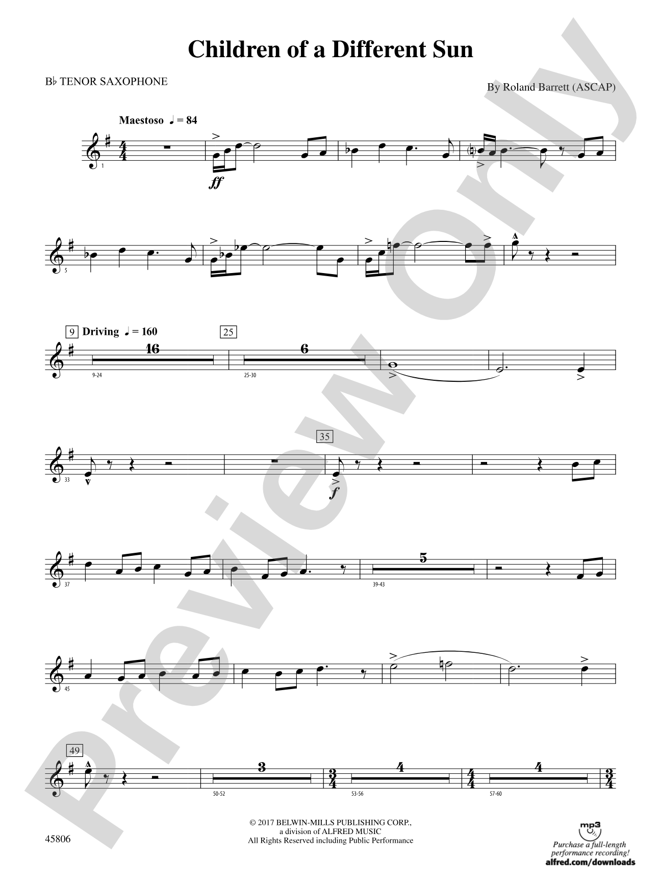 Children of a Different Sun: B-flat Tenor Saxophone