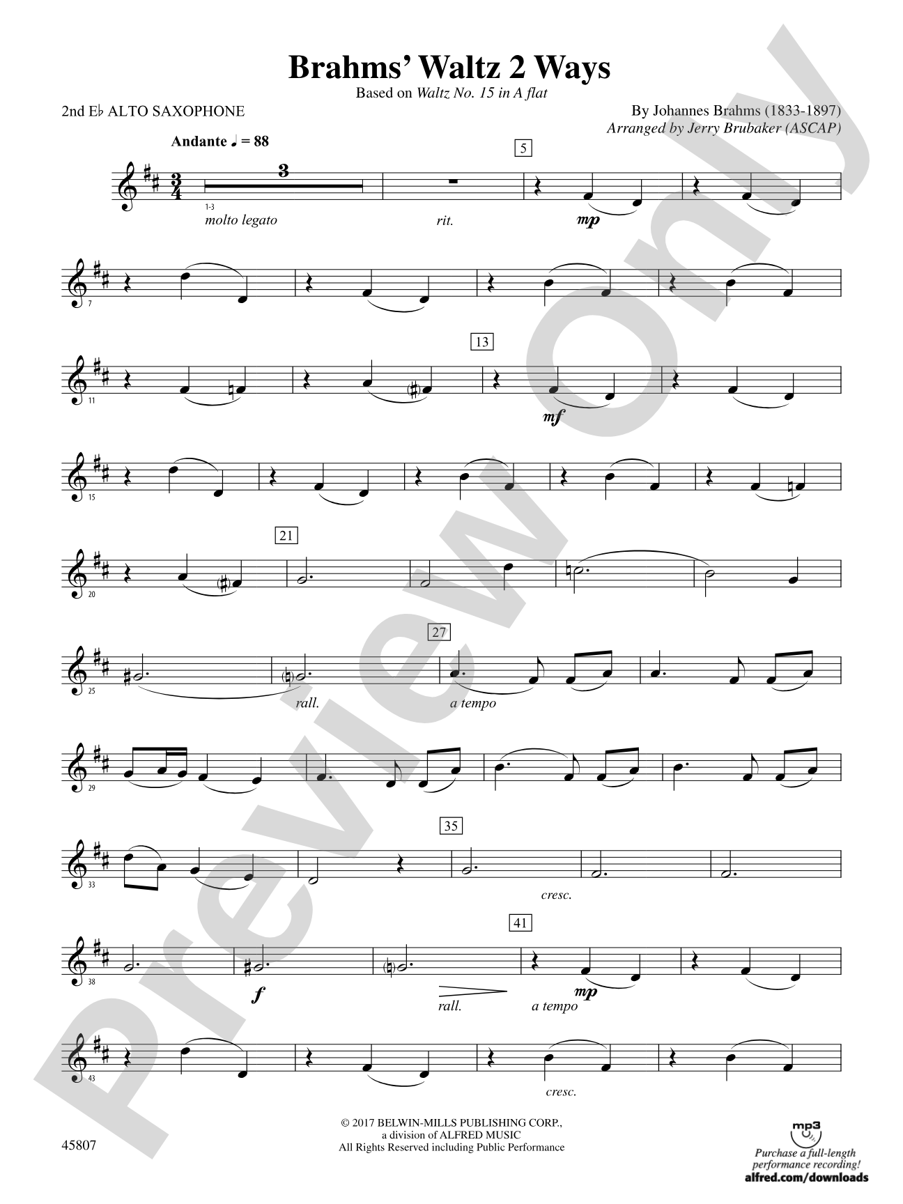 Brahms' Waltz 2 Ways: 2nd E-flat Alto Saxophone