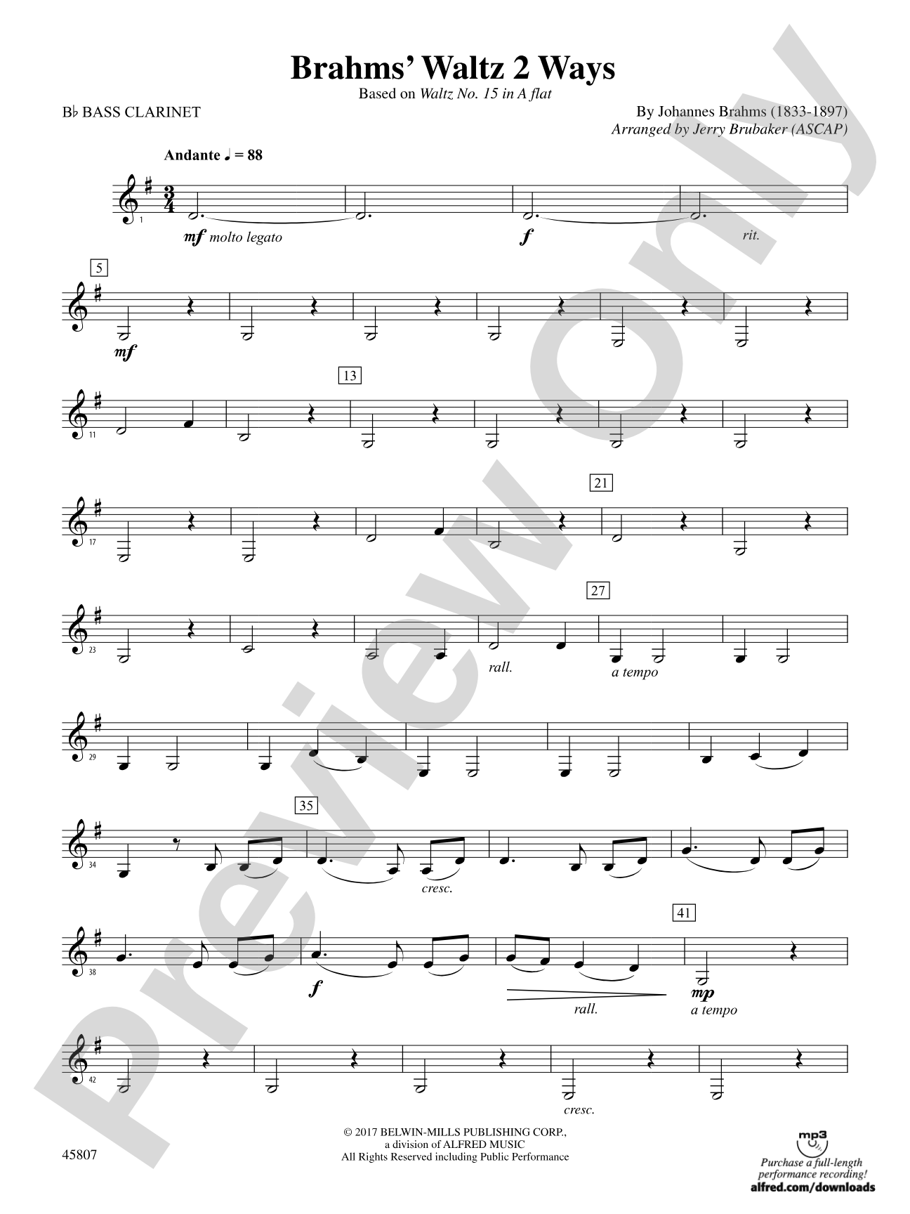 Brahms' Waltz 2 Ways: B-flat Bass Clarinet