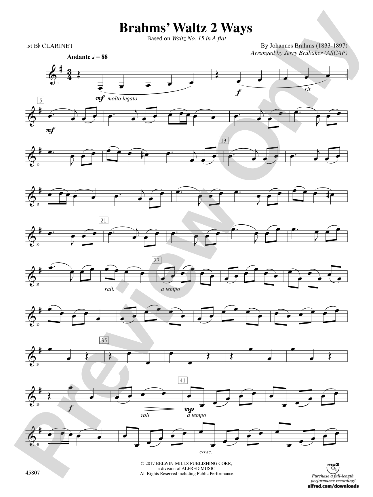 Brahms' Waltz 2 Ways: 1st B-flat Clarinet