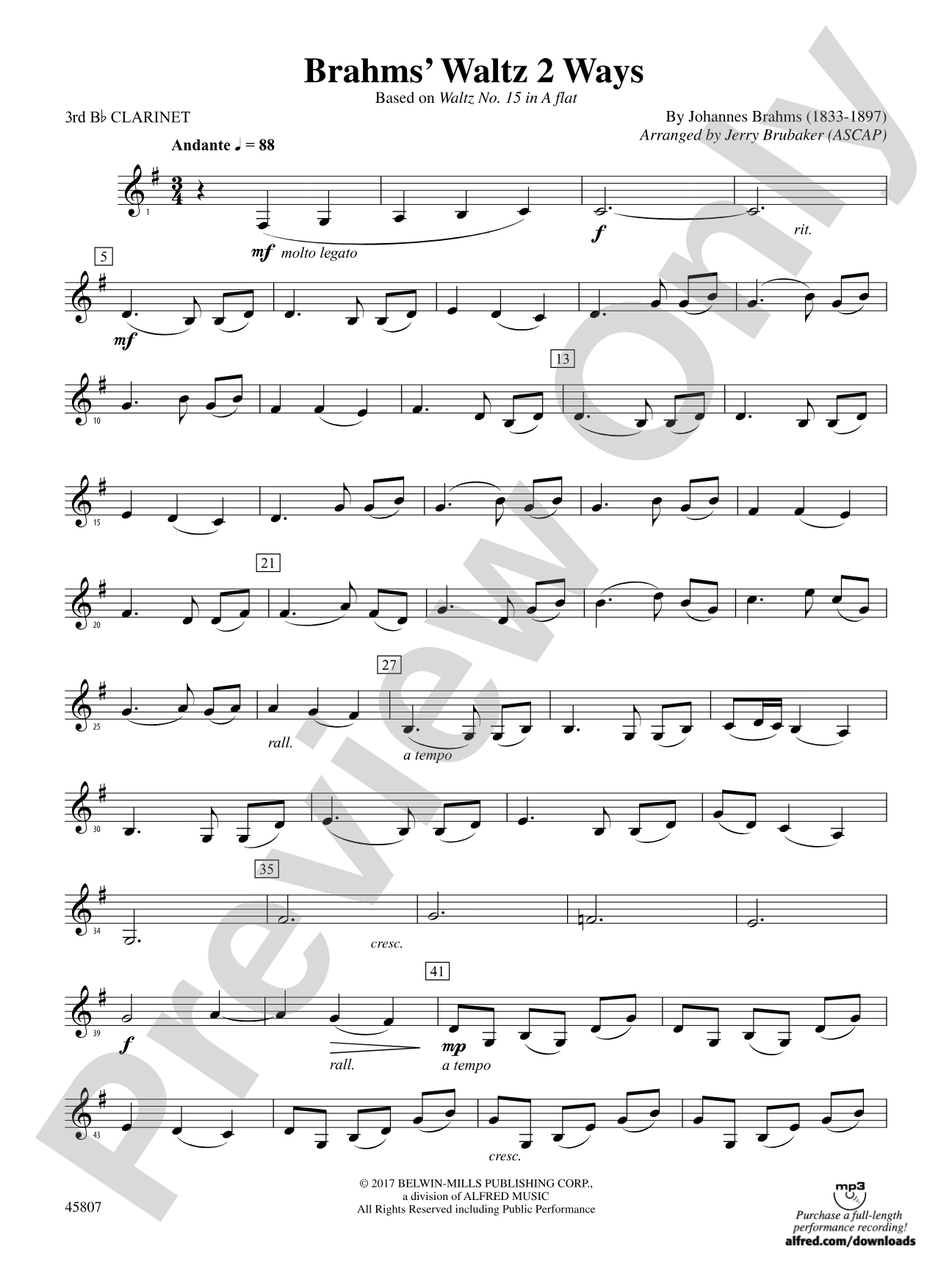 Brahms' Waltz 2 Ways: 3rd B-flat Clarinet