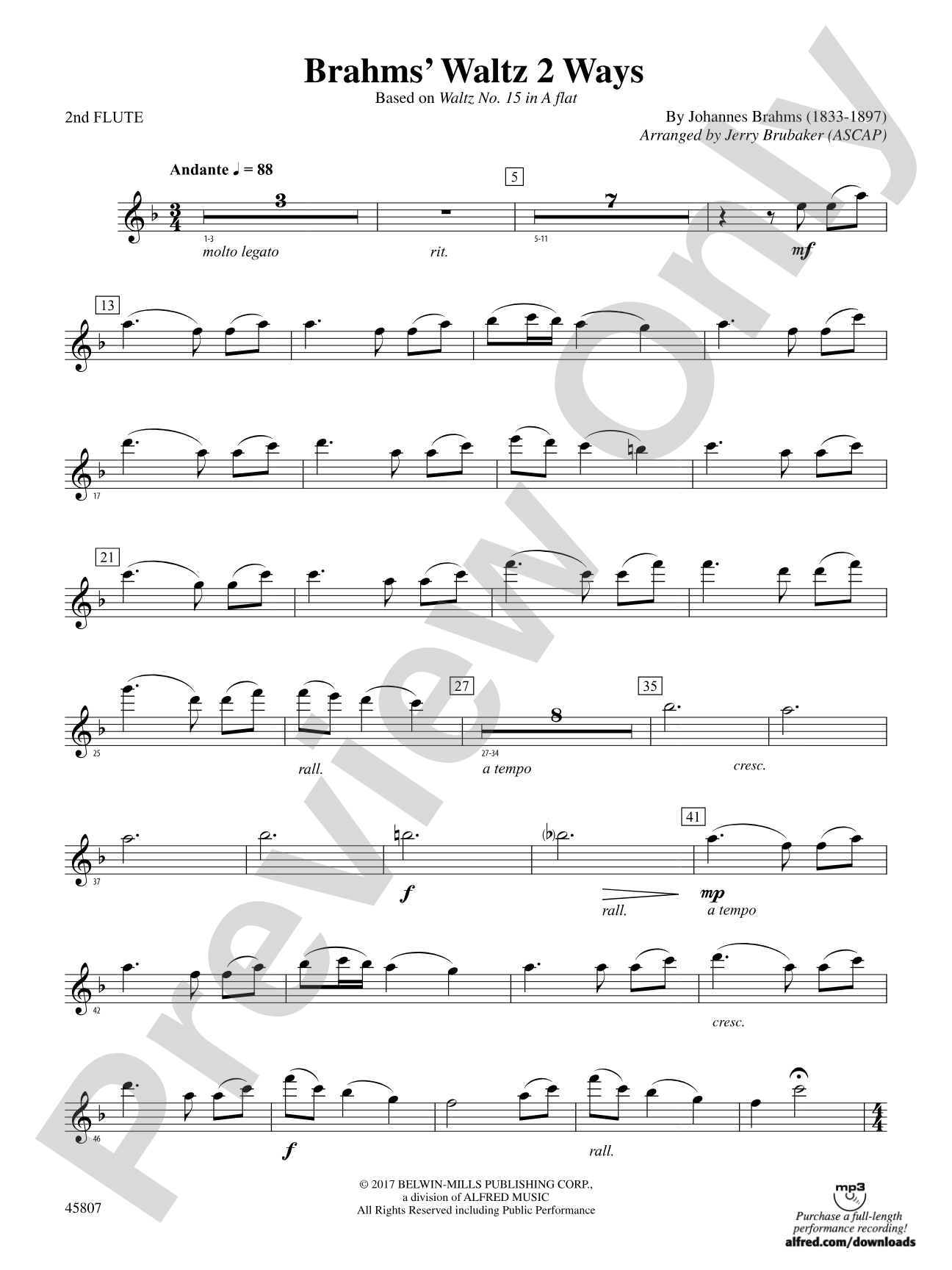 Brahms' Waltz 2 Ways: 2nd Flute