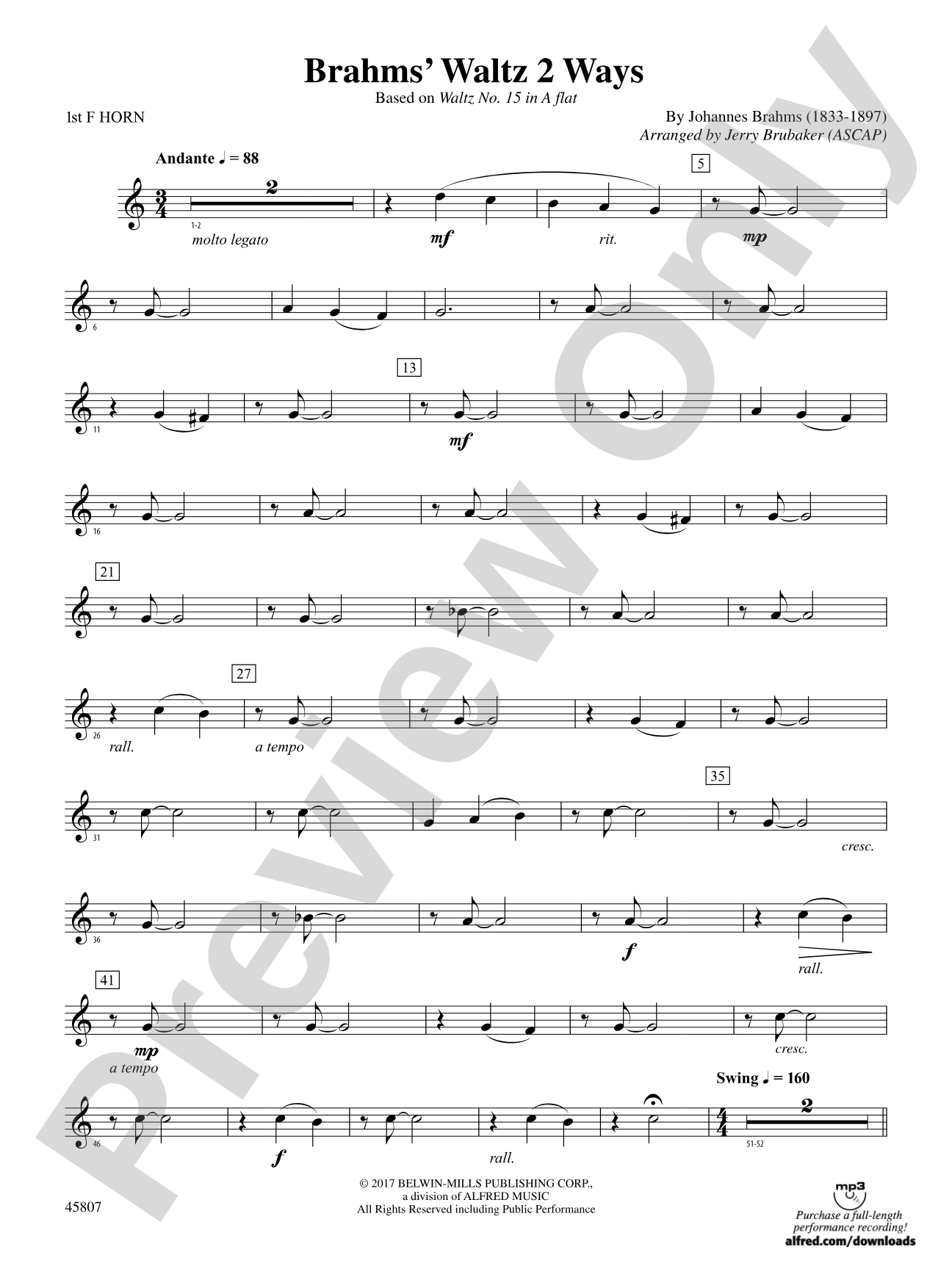 Brahms' Waltz 2 Ways: 1st F Horn