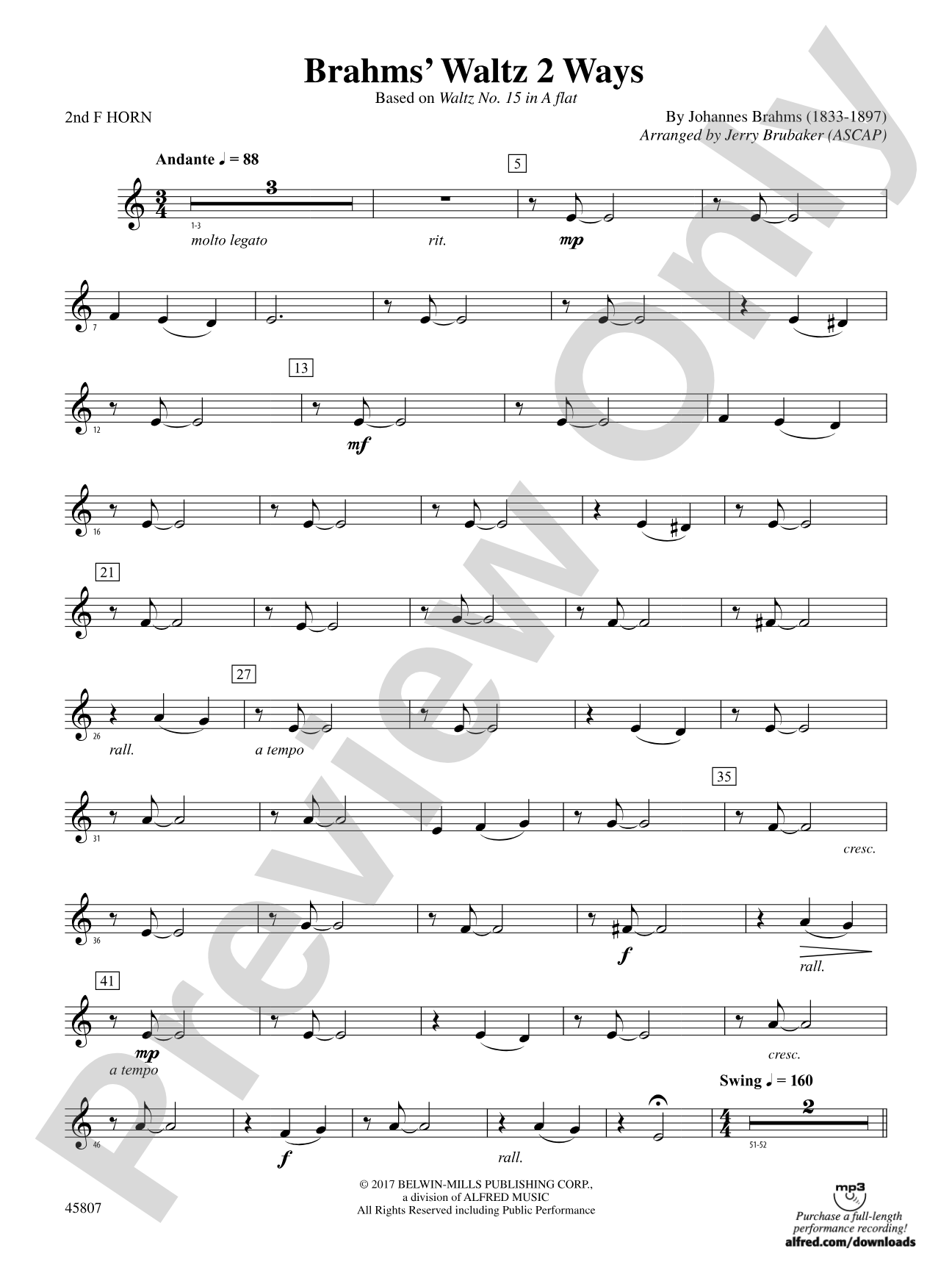 Brahms' Waltz 2 Ways: 2nd F Horn