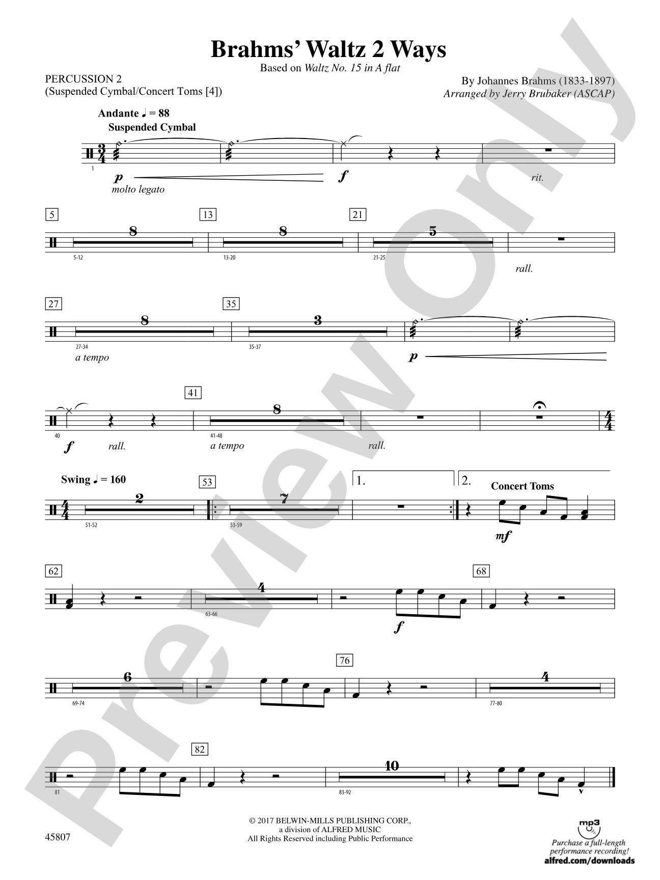 Brahms' Waltz 2 Ways: 2nd Percussion