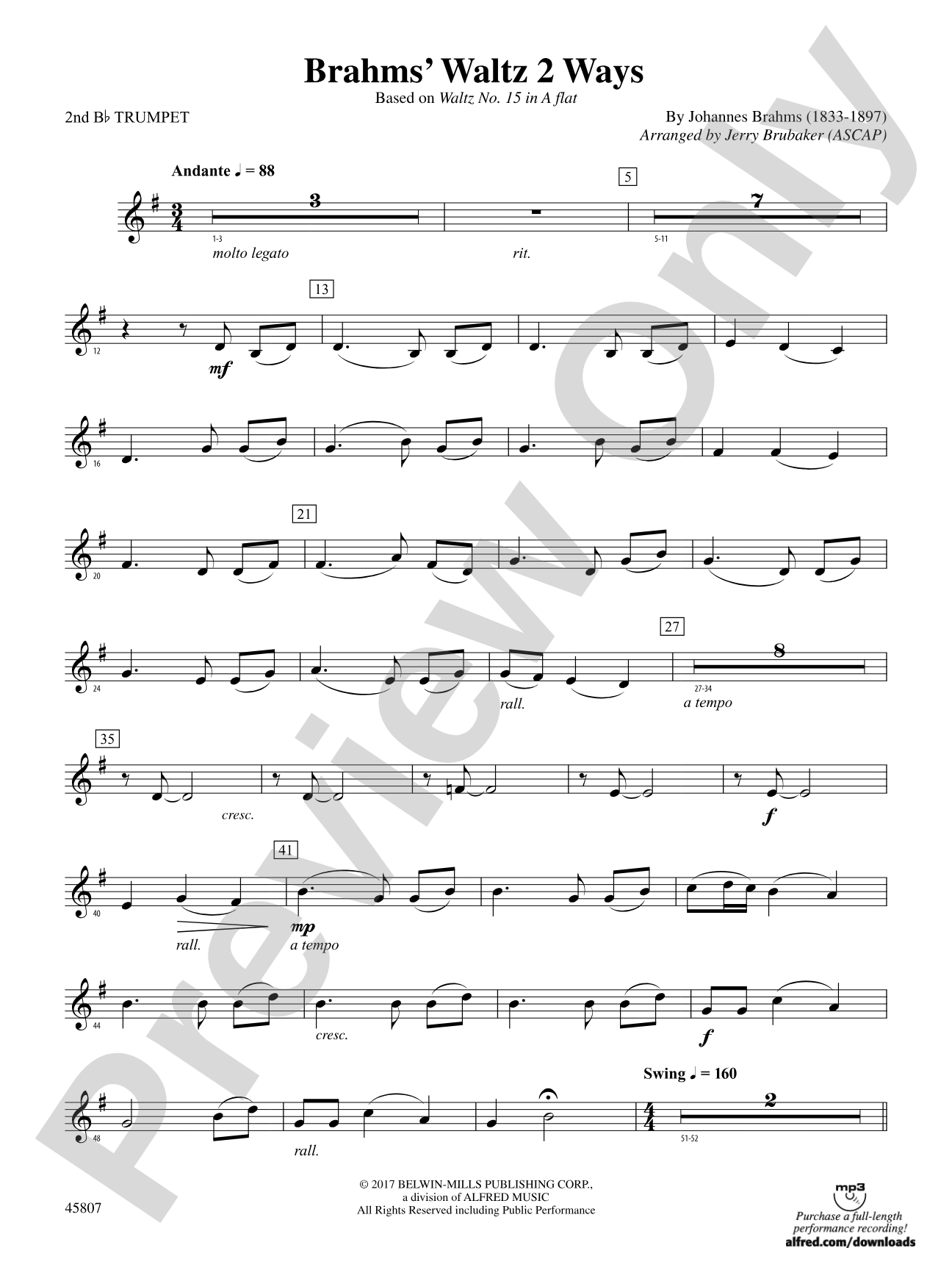 Brahms' Waltz 2 Ways: 2nd B-flat Trumpet
