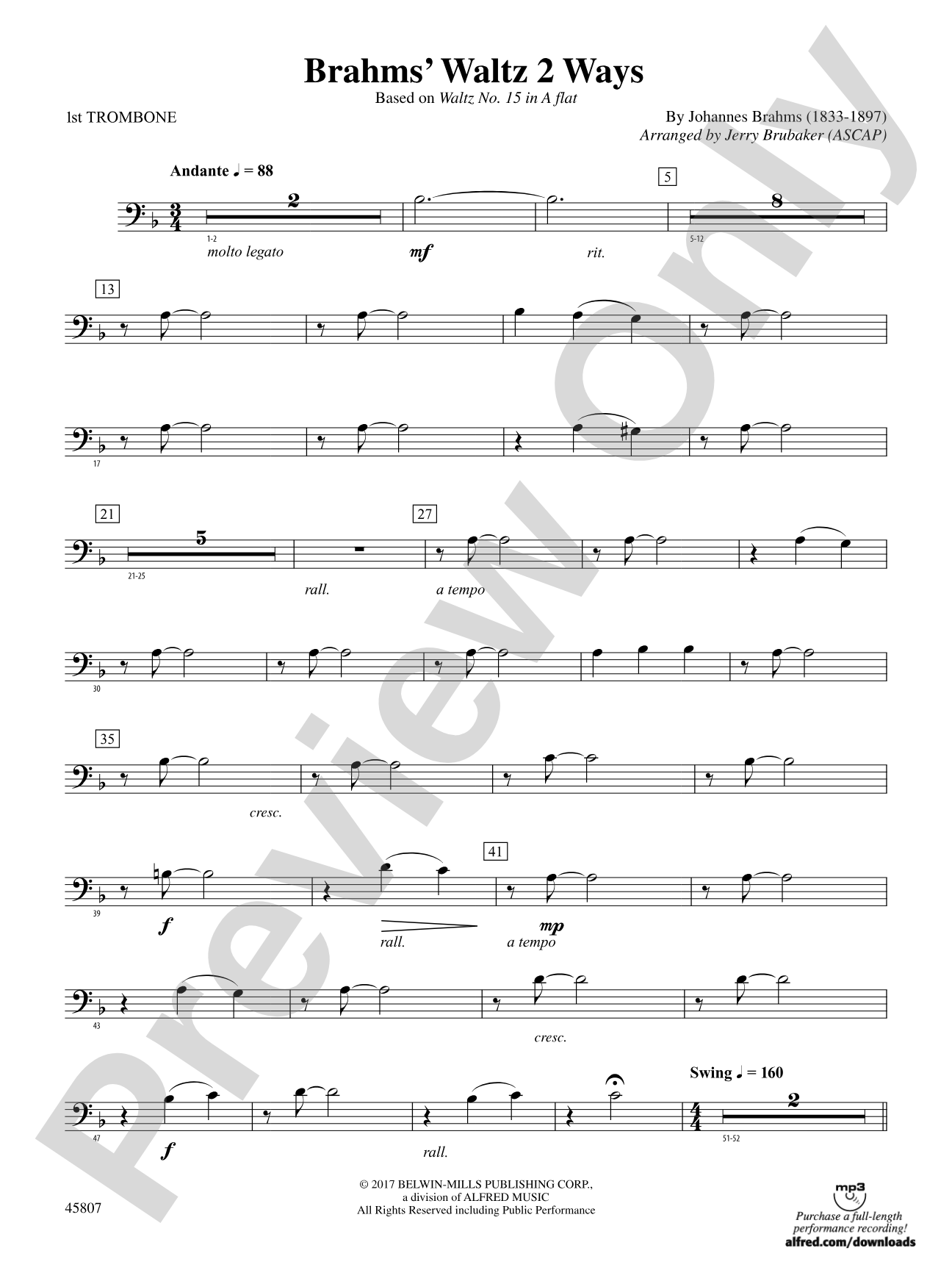 Brahms' Waltz 2 Ways: 1st Trombone