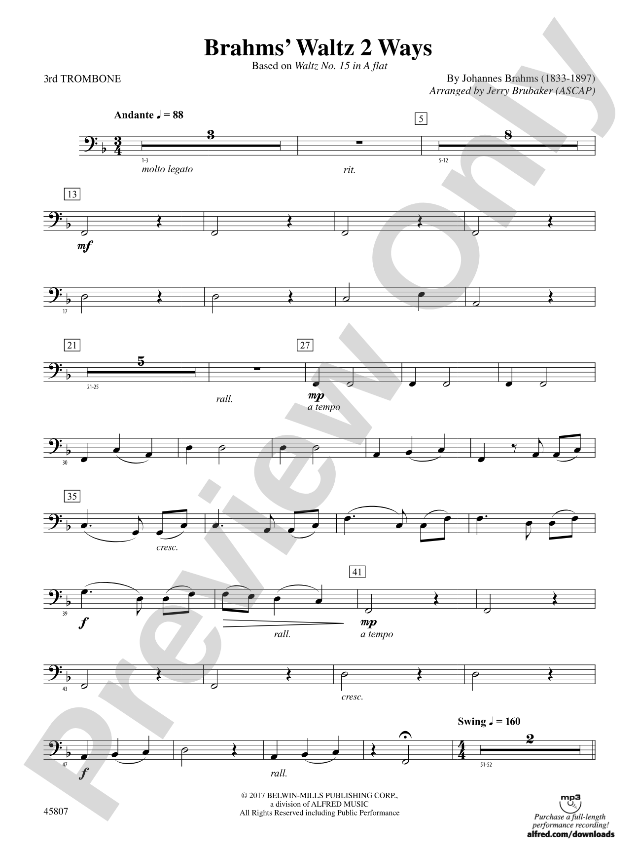 Brahms' Waltz 2 Ways: 3rd Trombone