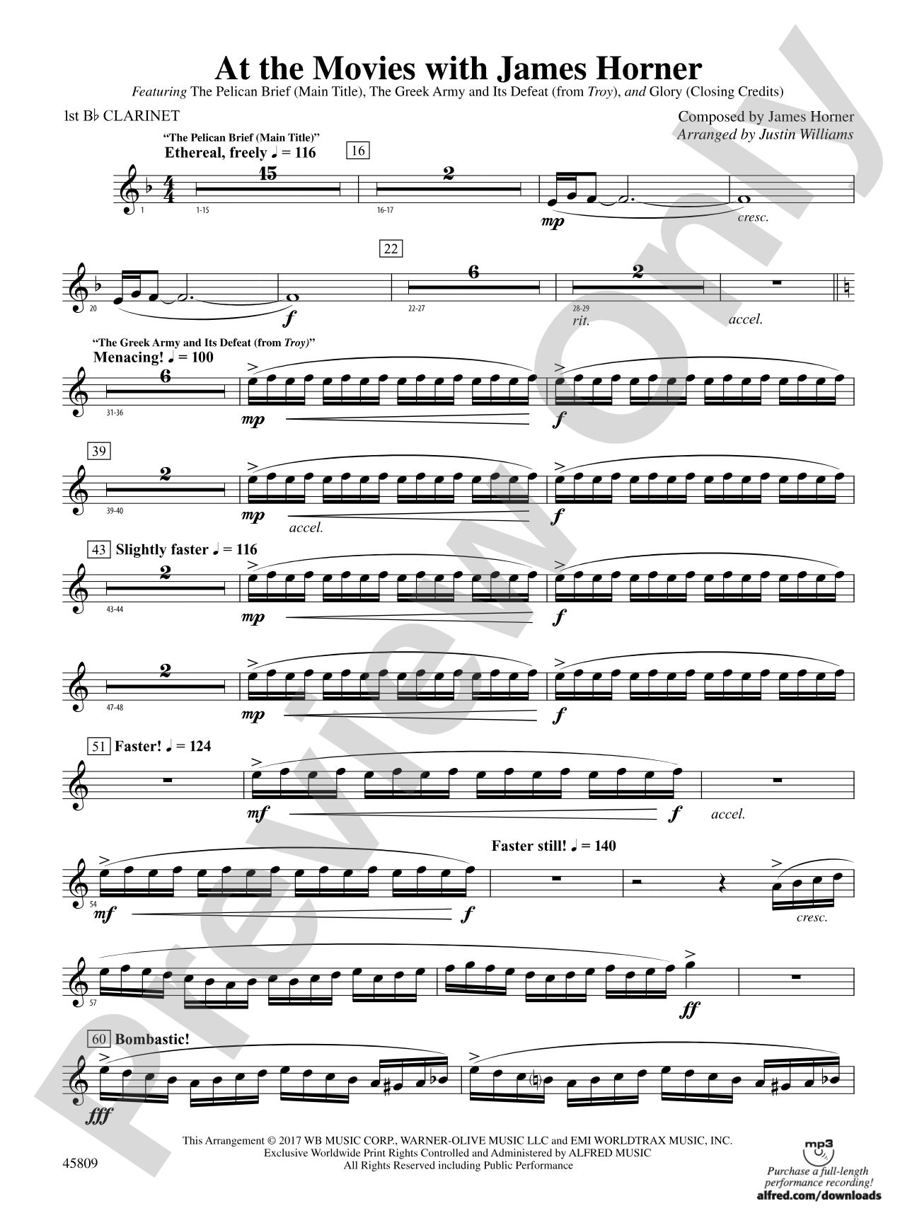 At the Movies with James Horner: 1st B-flat Clarinet