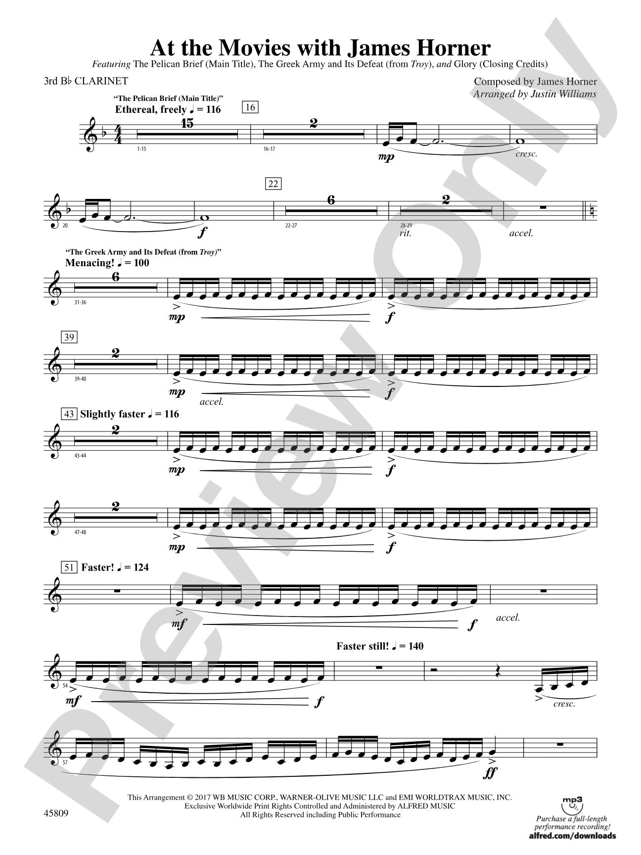 At the Movies with James Horner: 3rd B-flat Clarinet