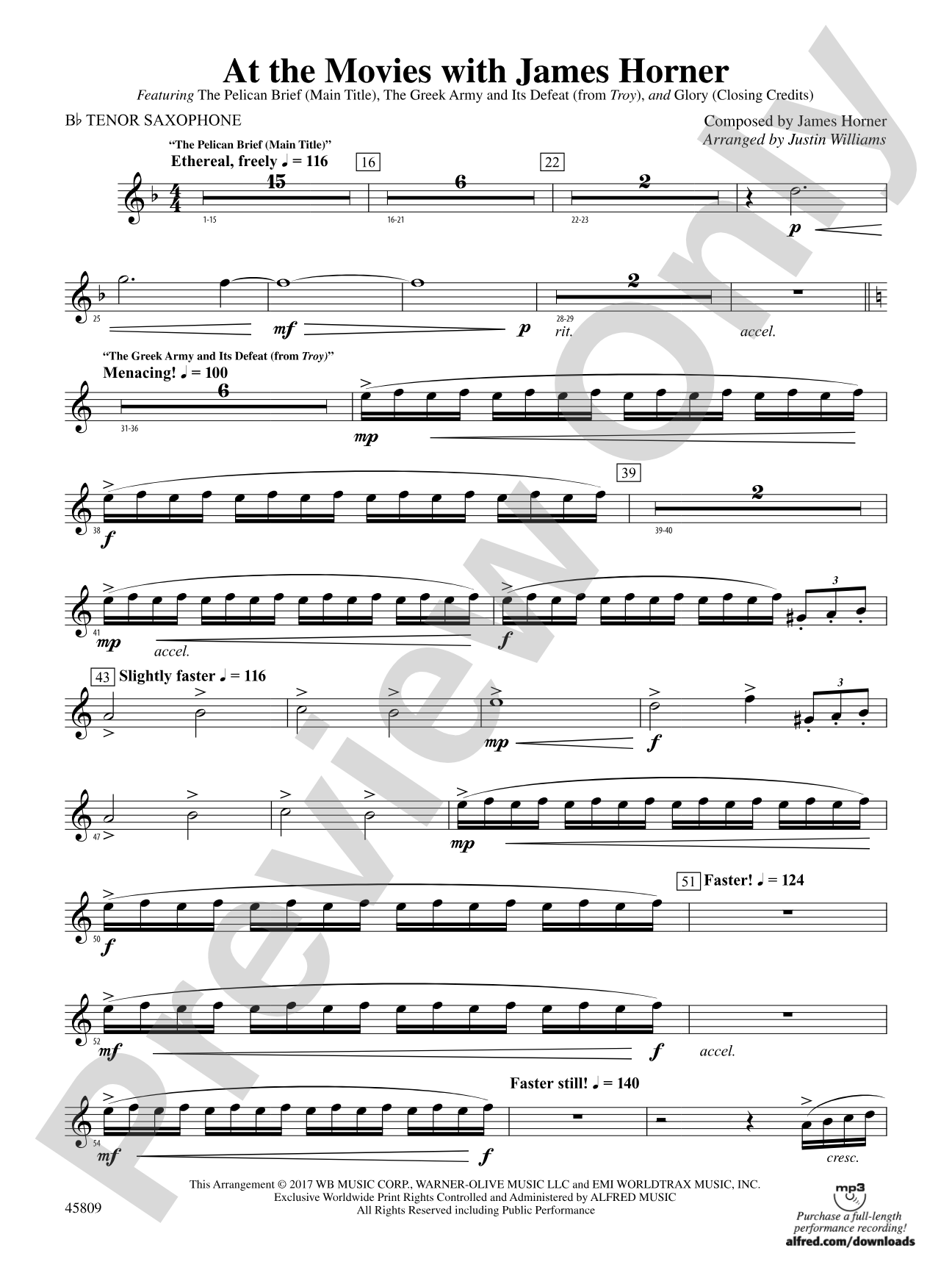 At the Movies with James Horner: B-flat Tenor Saxophone