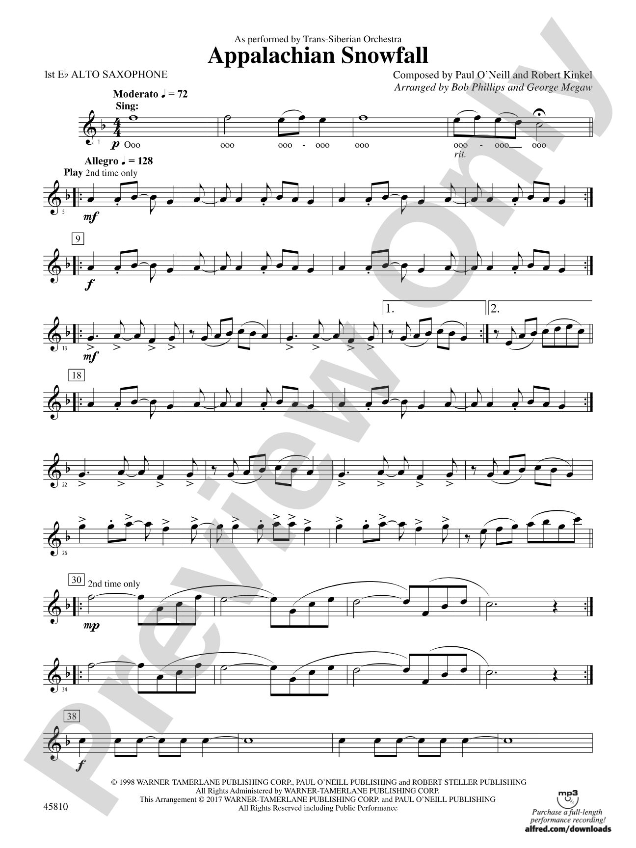 Appalachian Snowfall: E-flat Alto Saxophone