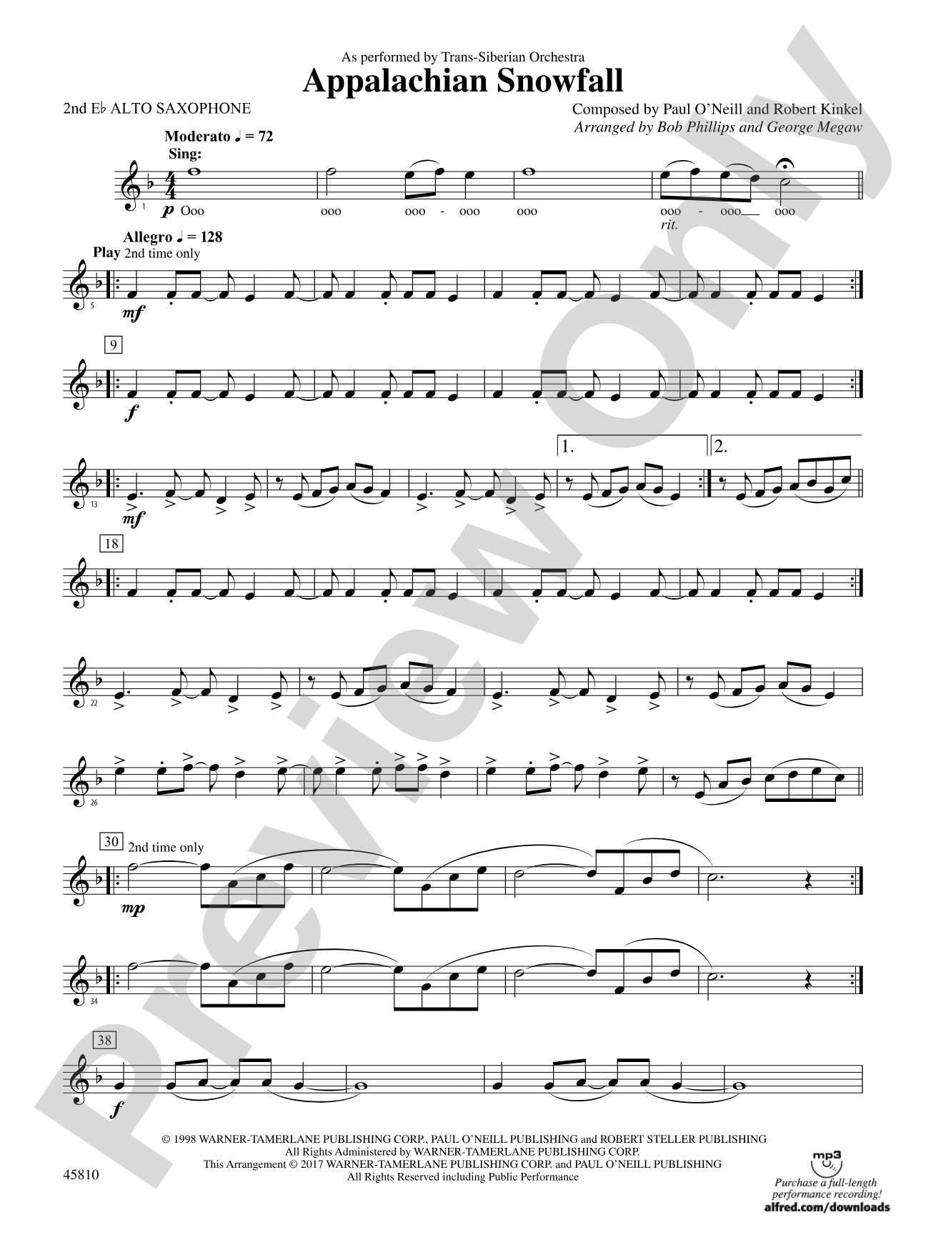 Appalachian Snowfall: 2nd E-flat Alto Saxophone