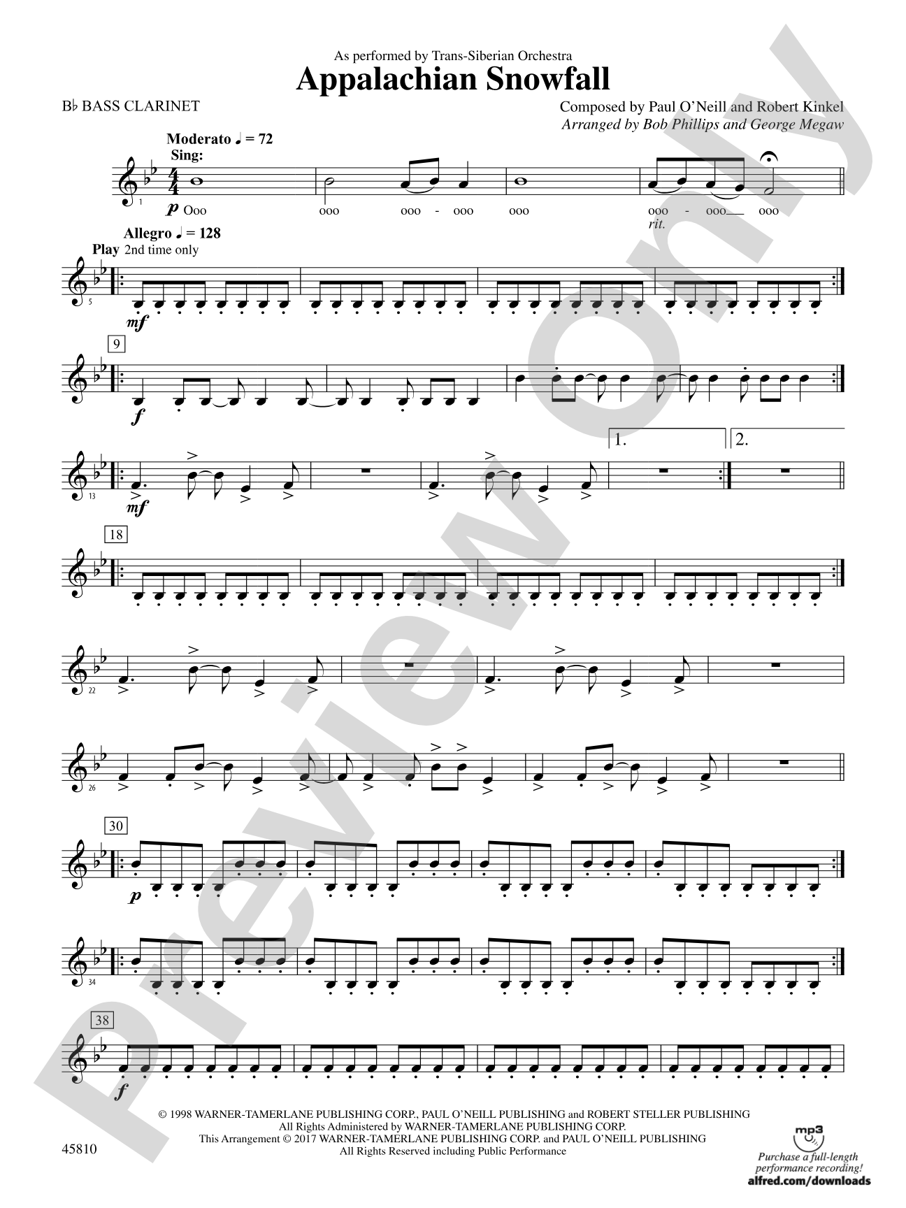Appalachian Snowfall: B-flat Bass Clarinet