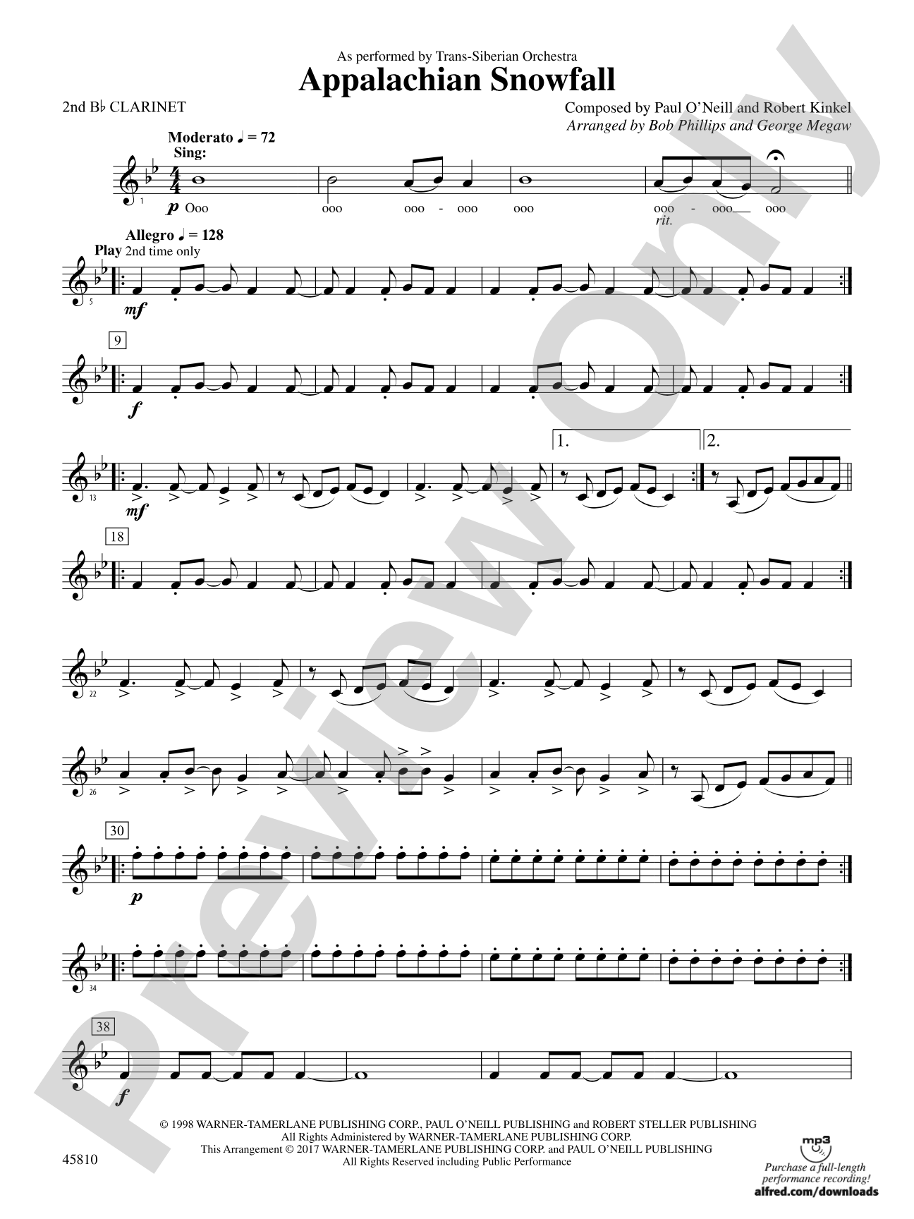Appalachian Snowfall: 2nd B-flat Clarinet