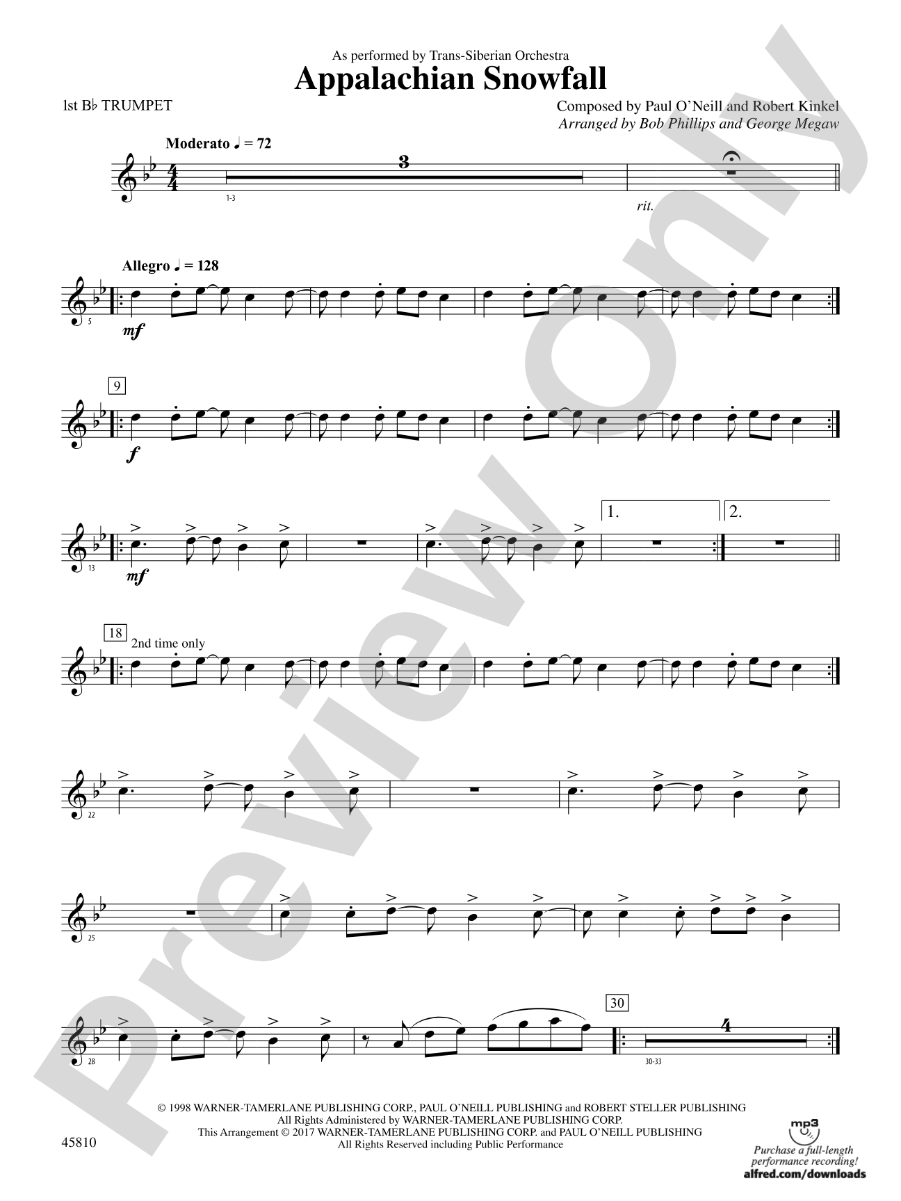 Appalachian Snowfall: 1st B-flat Trumpet