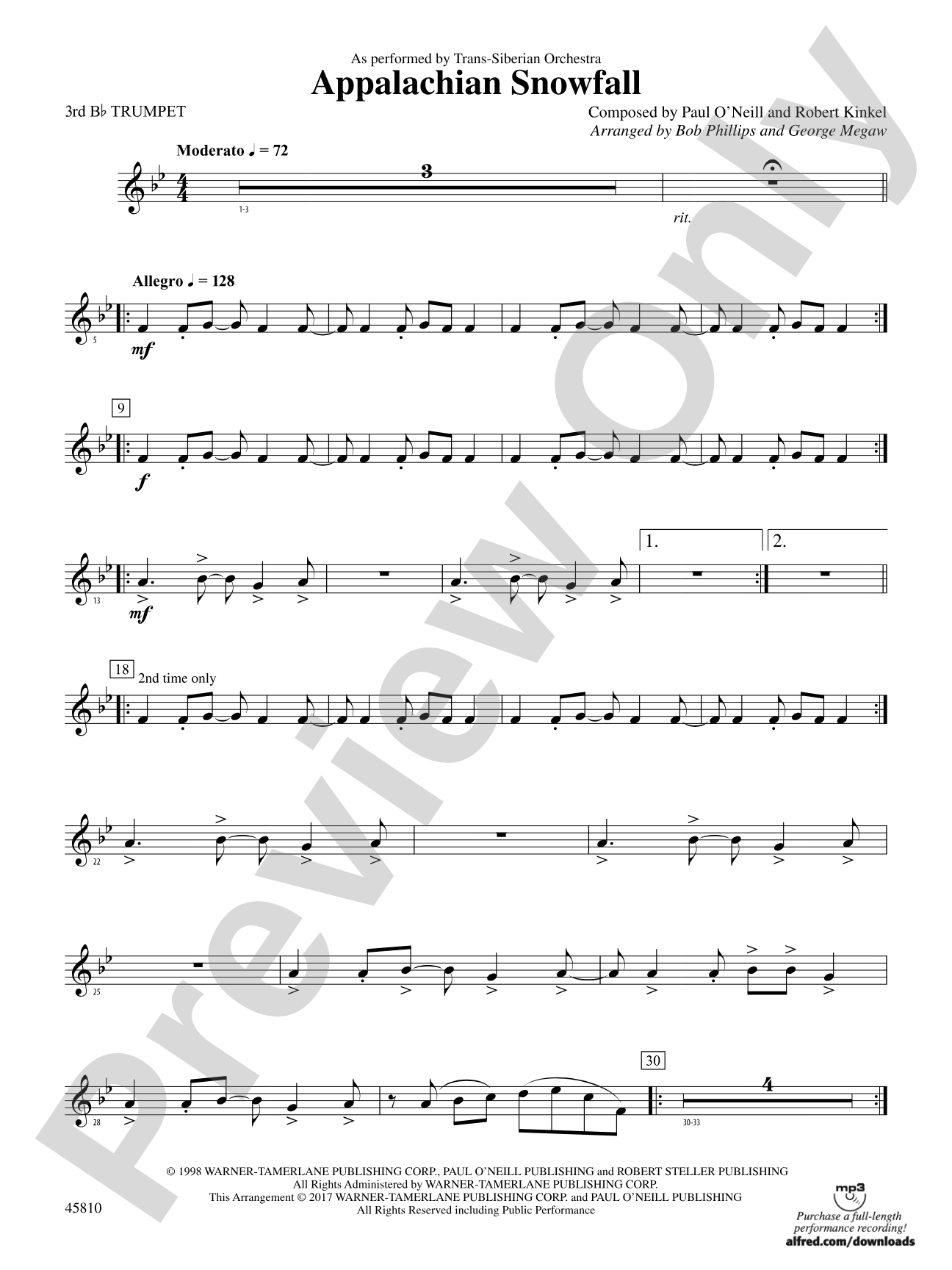 Appalachian Snowfall: 3rd B-flat Trumpet