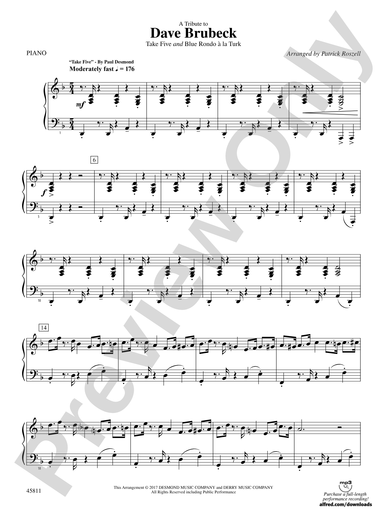 A Tribute to Dave Brubeck: Piano Accompaniment