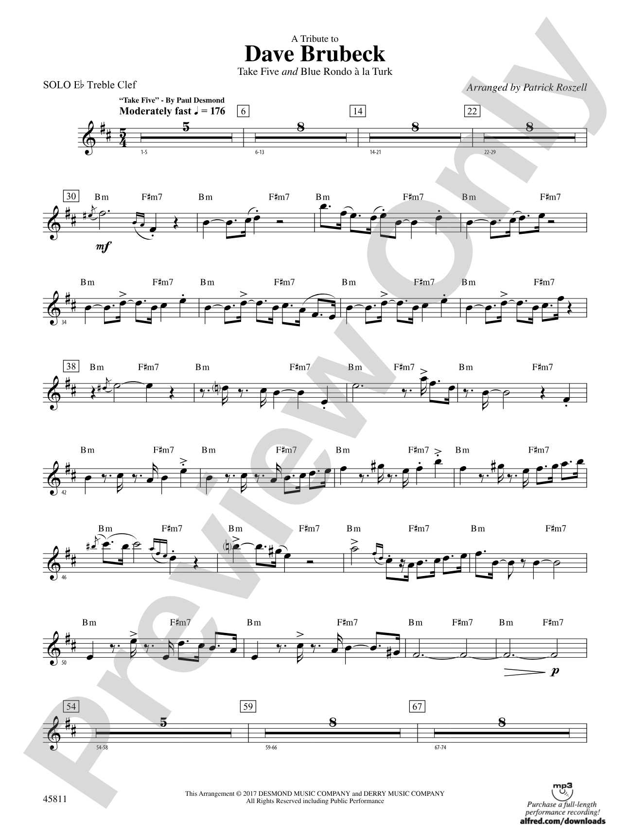 A Tribute to Dave Brubeck: Solo Eb Treble Clef