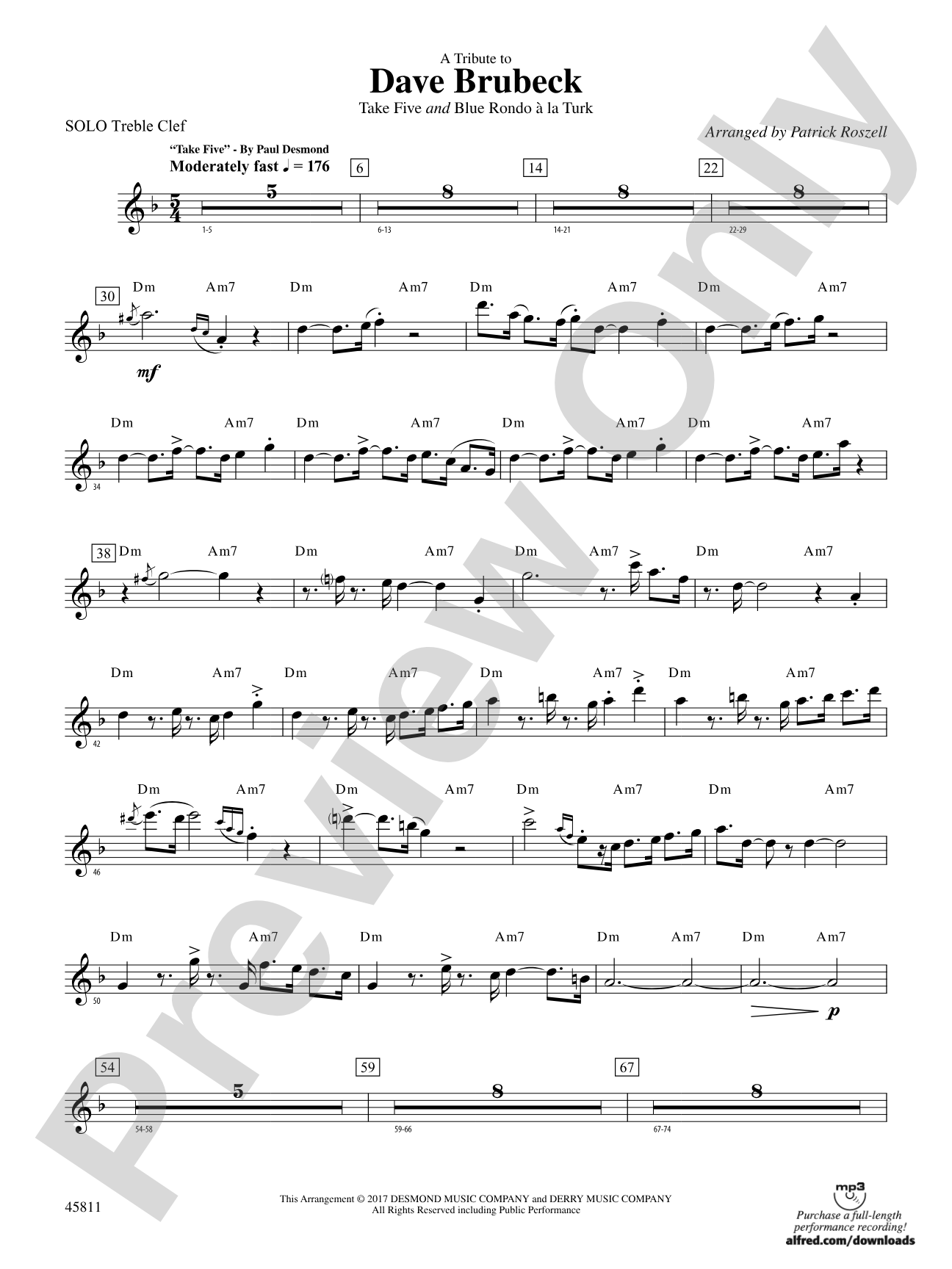 A Tribute to Dave Brubeck: Solo Treble Clef
