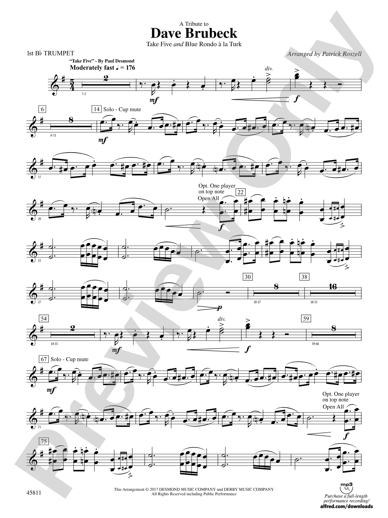 A Tribute to Dave Brubeck: 1st B-flat Trumpet