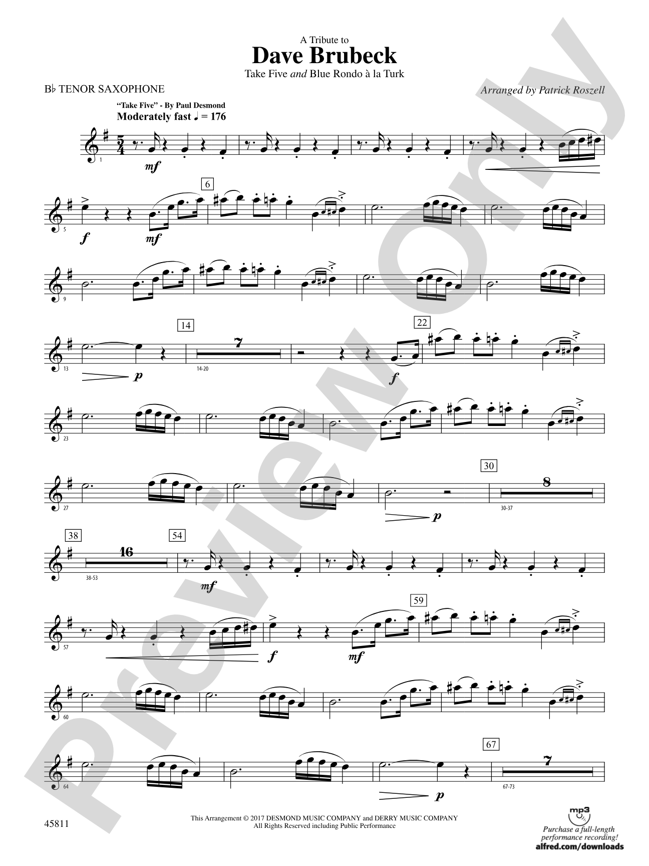 A Tribute to Dave Brubeck: B-flat Tenor Saxophone