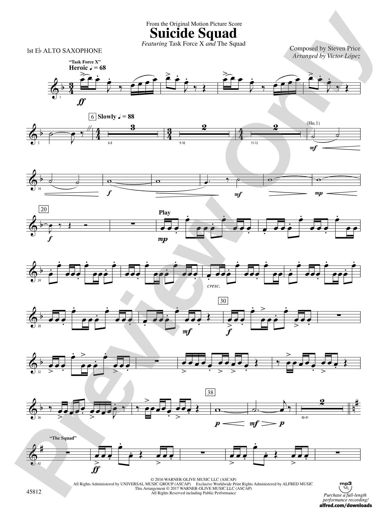 Suicide Squad: E-flat Alto Saxophone
