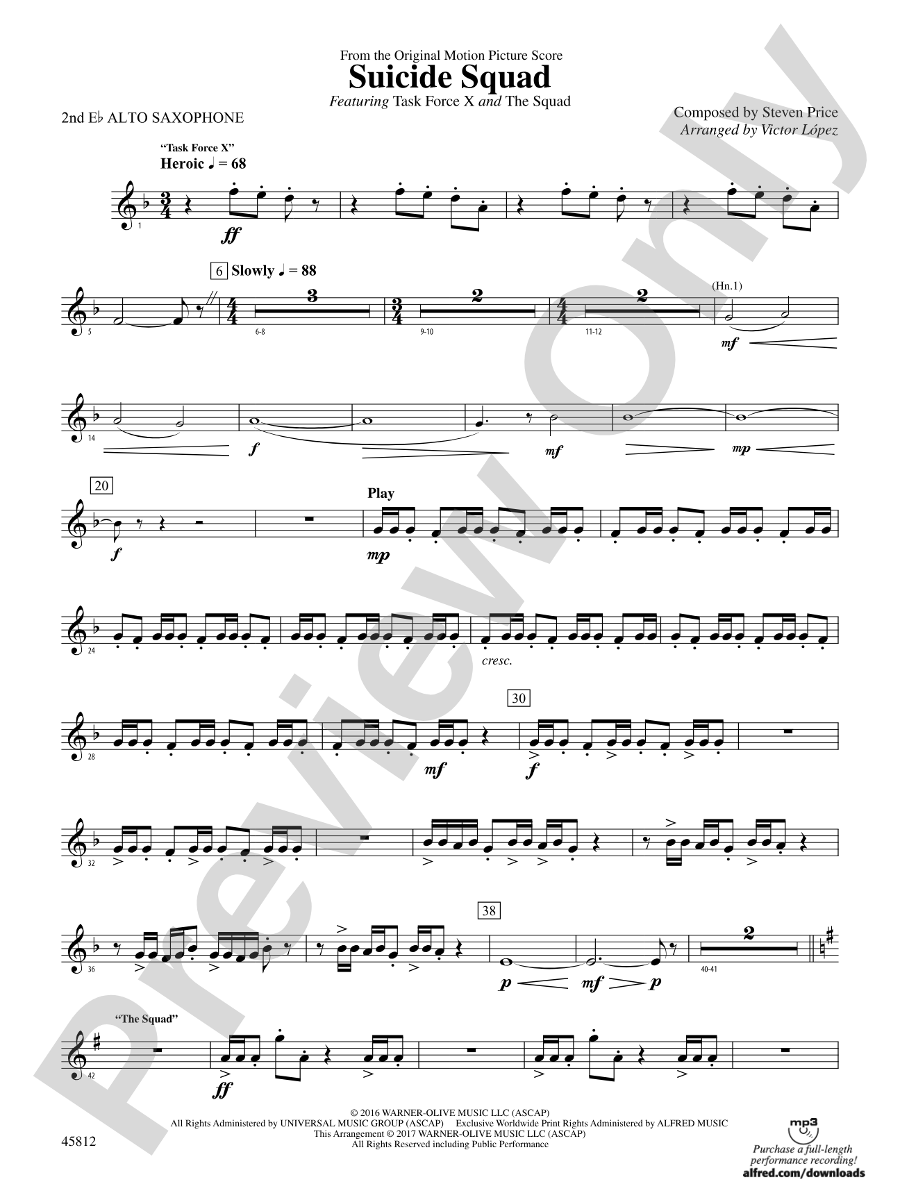 Suicide Squad: 2nd E-flat Alto Saxophone