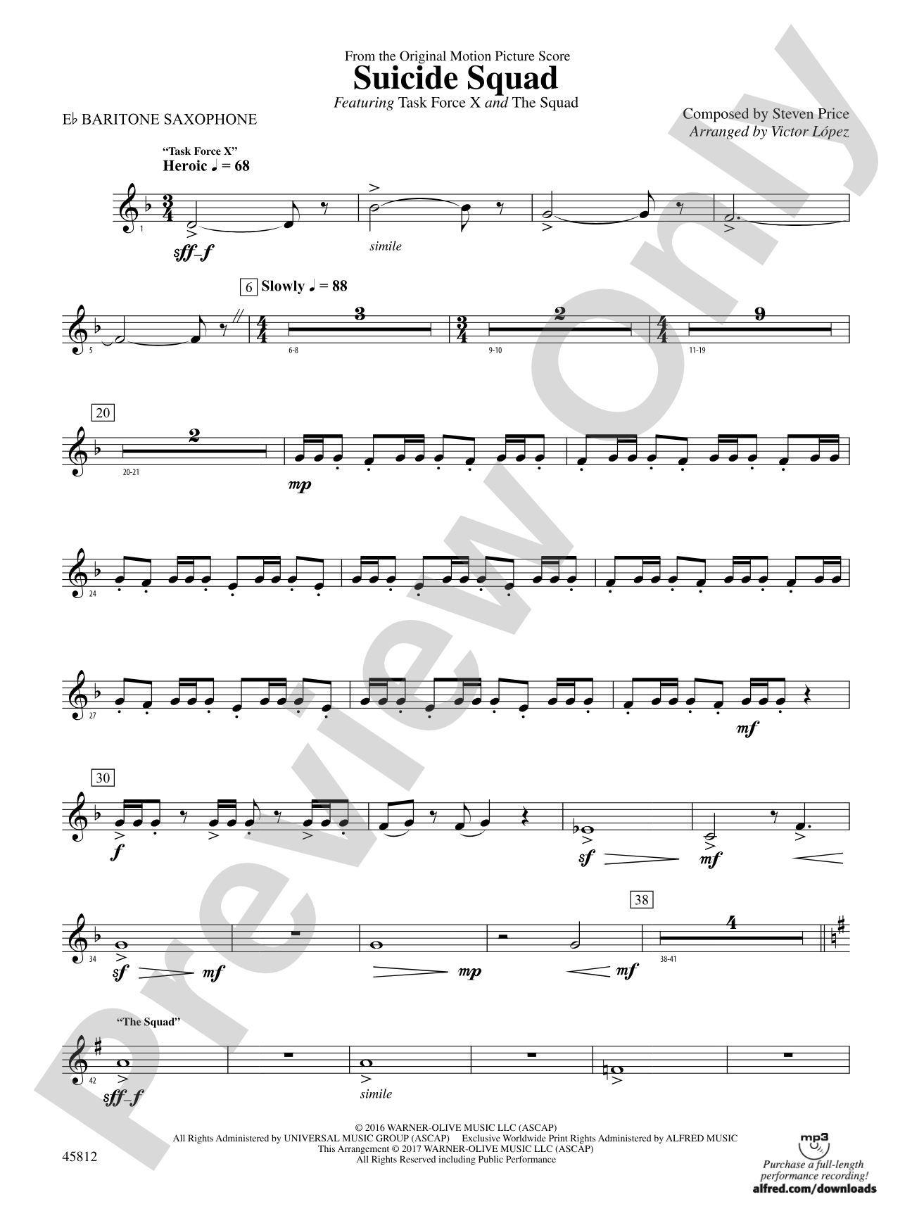 Suicide Squad: E-flat Baritone Saxophone