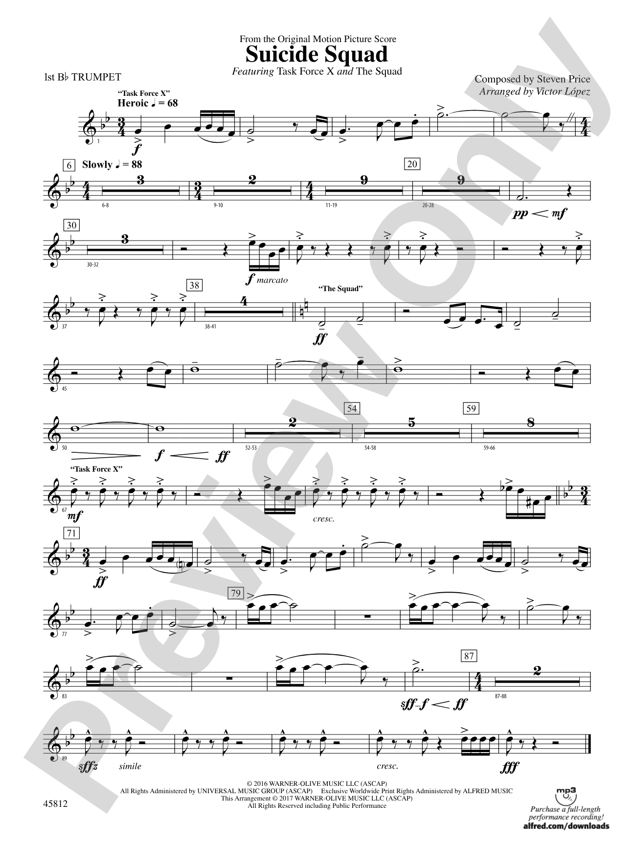 Suicide Squad: 1st B-flat Trumpet