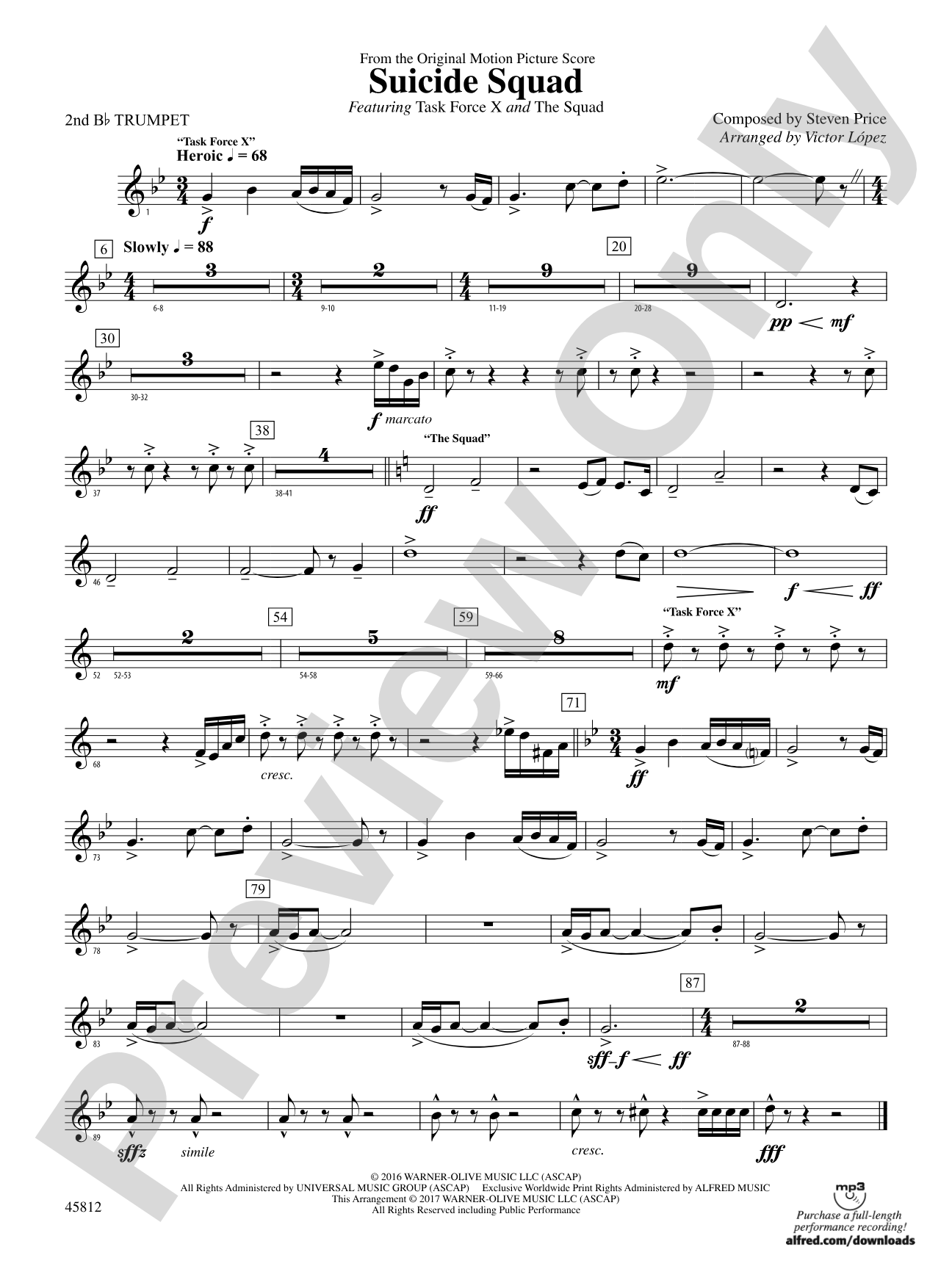 Suicide Squad: 2nd B-flat Trumpet