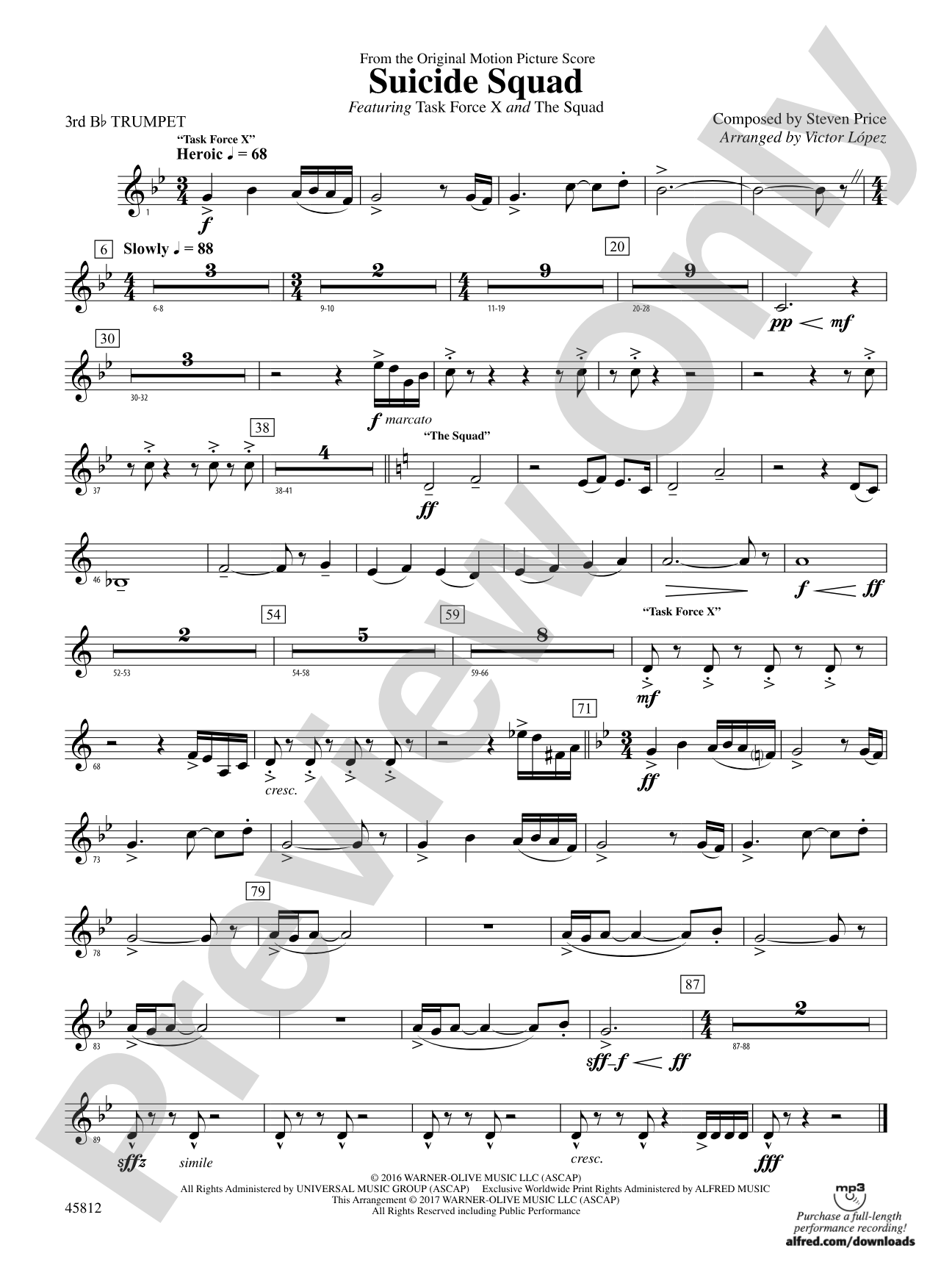Suicide Squad: 3rd B-flat Trumpet