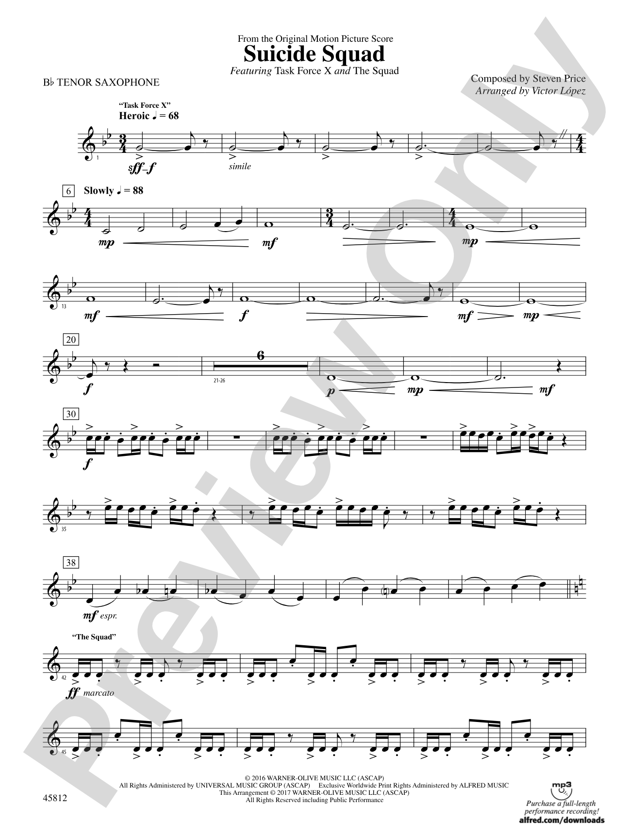 Suicide Squad: B-flat Tenor Saxophone