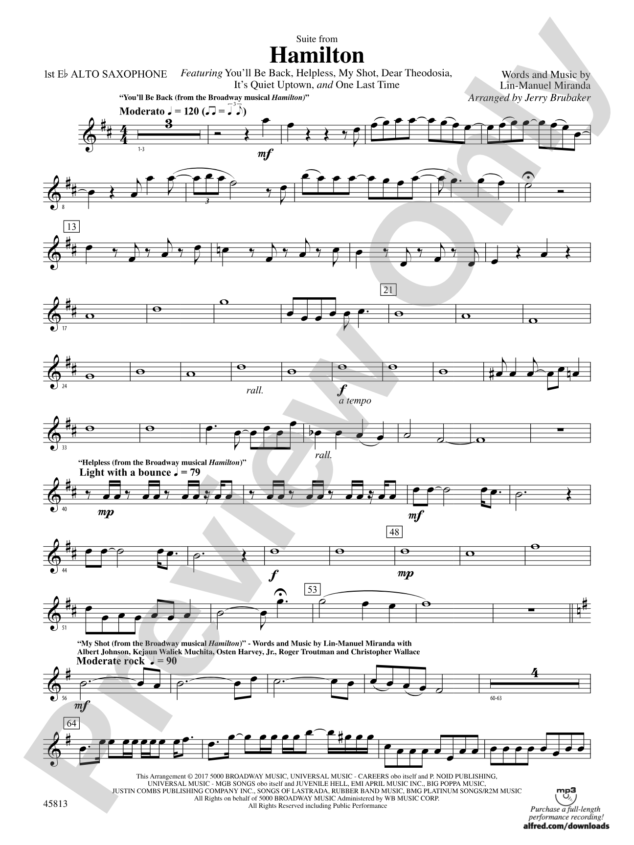 Hamilton, Suite from: E-flat Alto Saxophone