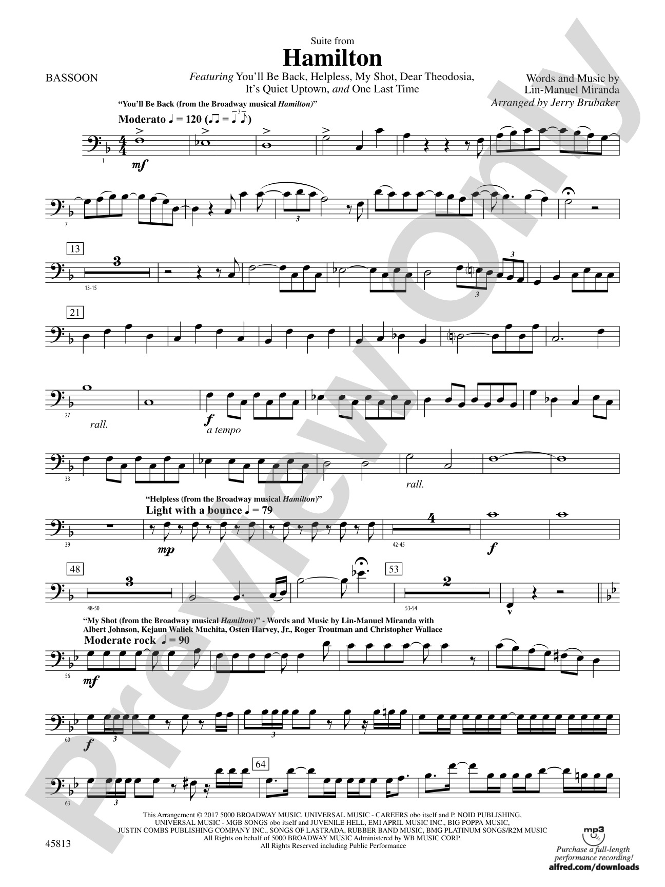 Hamilton, Suite from: Bassoon