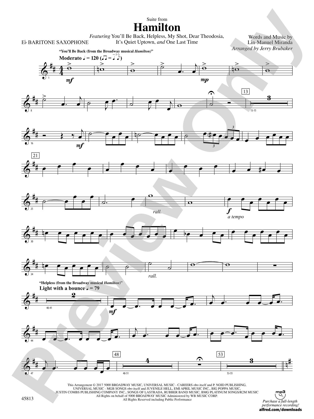 Hamilton, Suite from: E-flat Baritone Saxophone