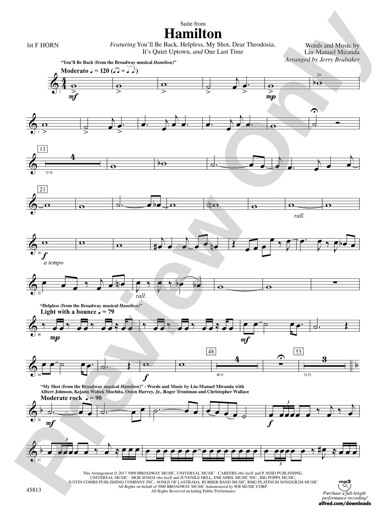 Hamilton, Suite from: 1st F Horn