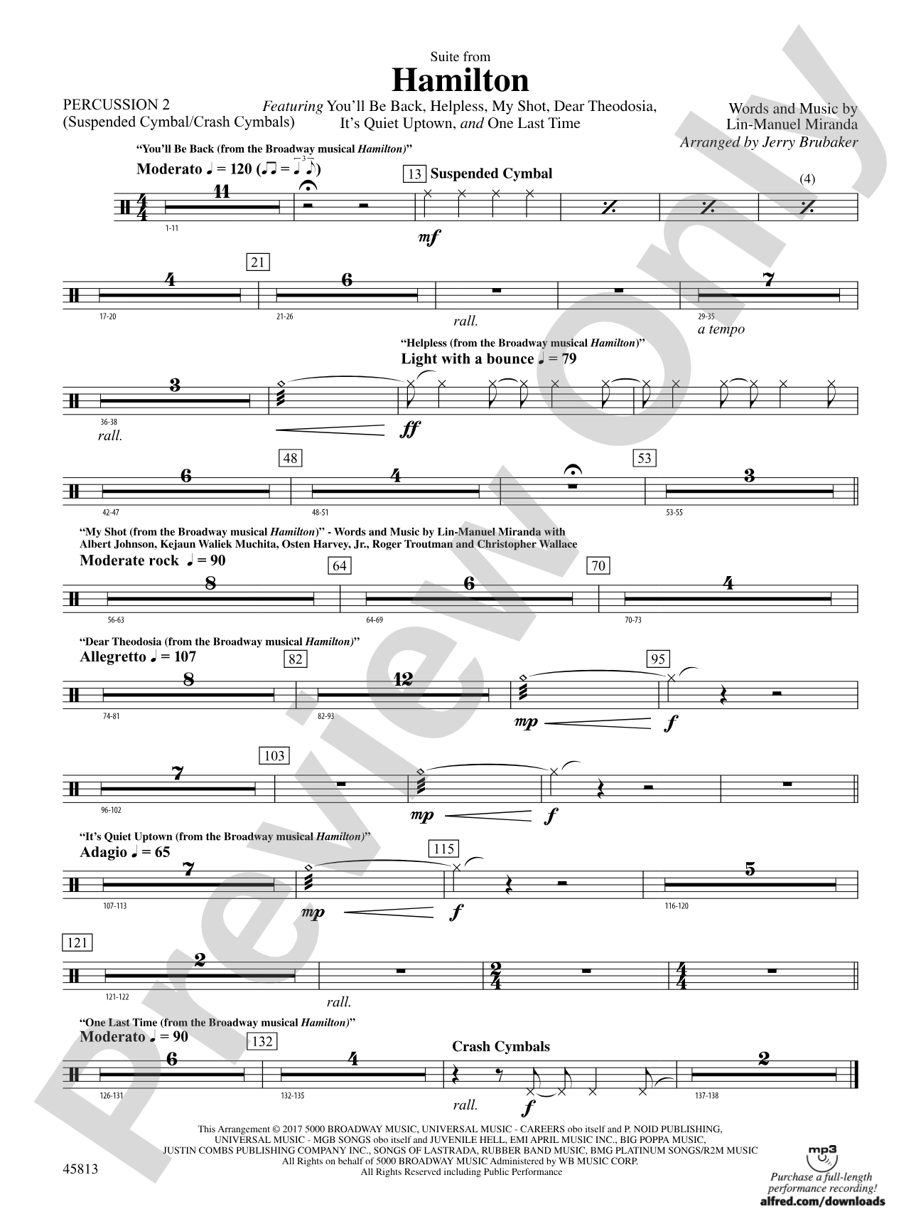 Hamilton, Suite from: 2nd Percussion
