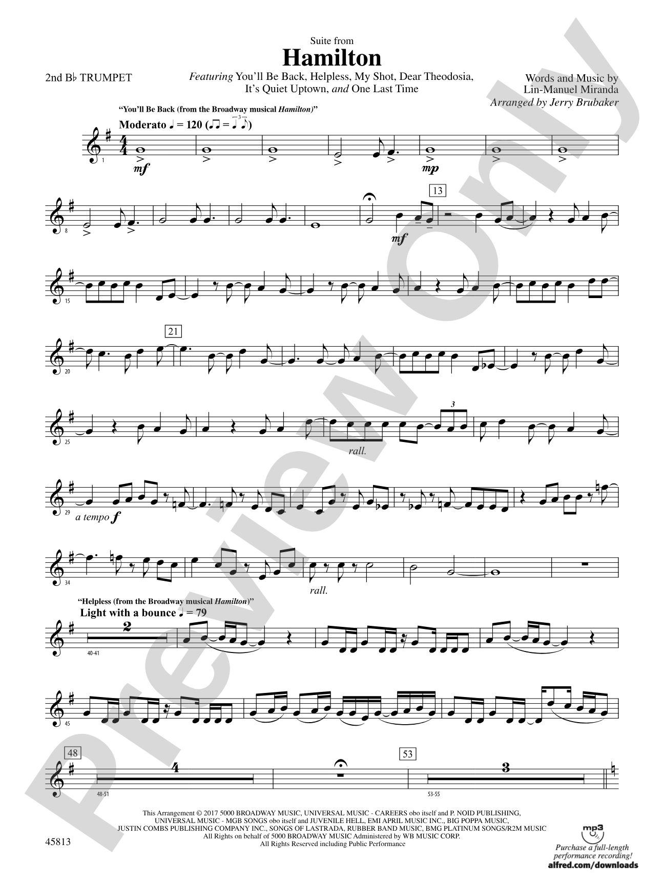 Hamilton, Suite from: 2nd B-flat Trumpet