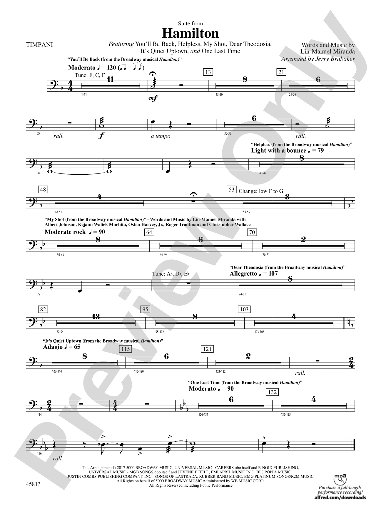 Hamilton, Suite from: Timpani