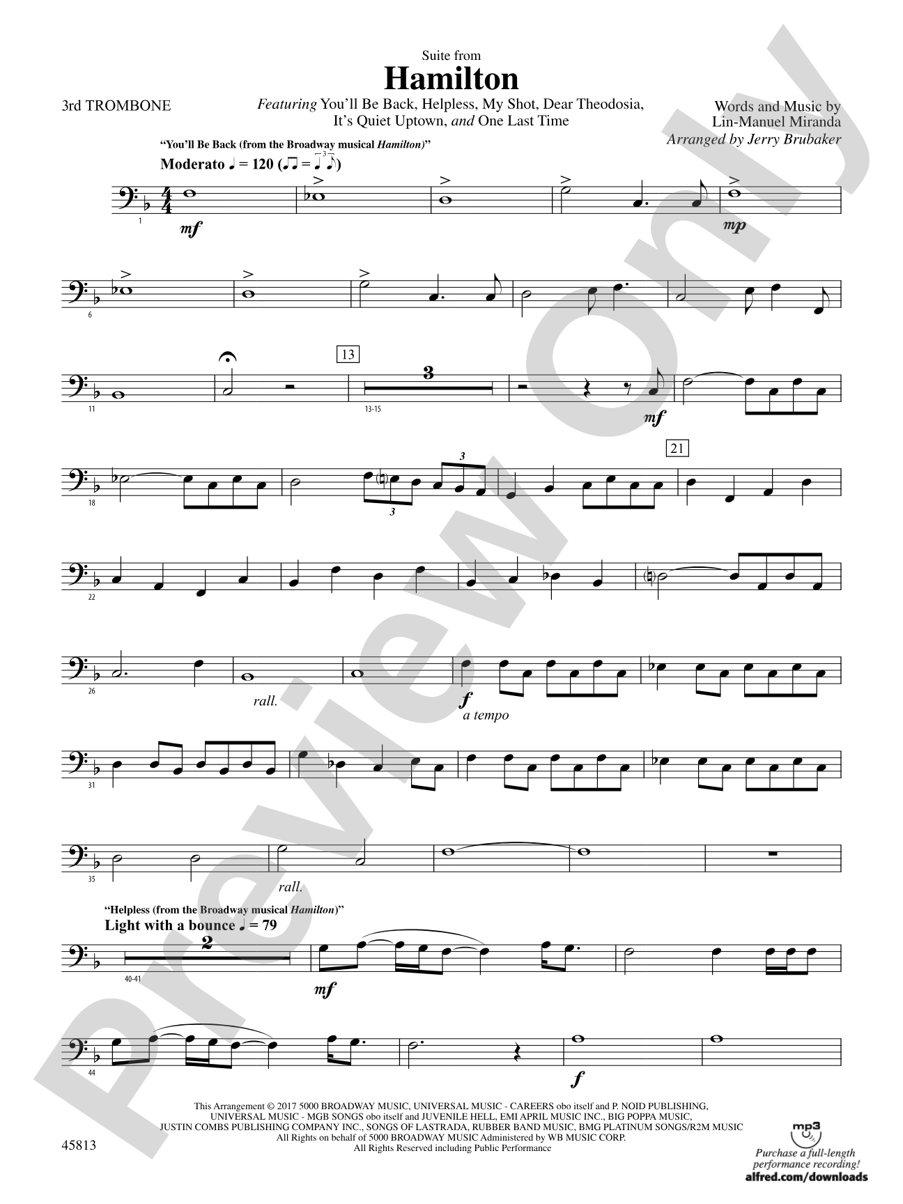 Hamilton, Suite from: 3rd Trombone