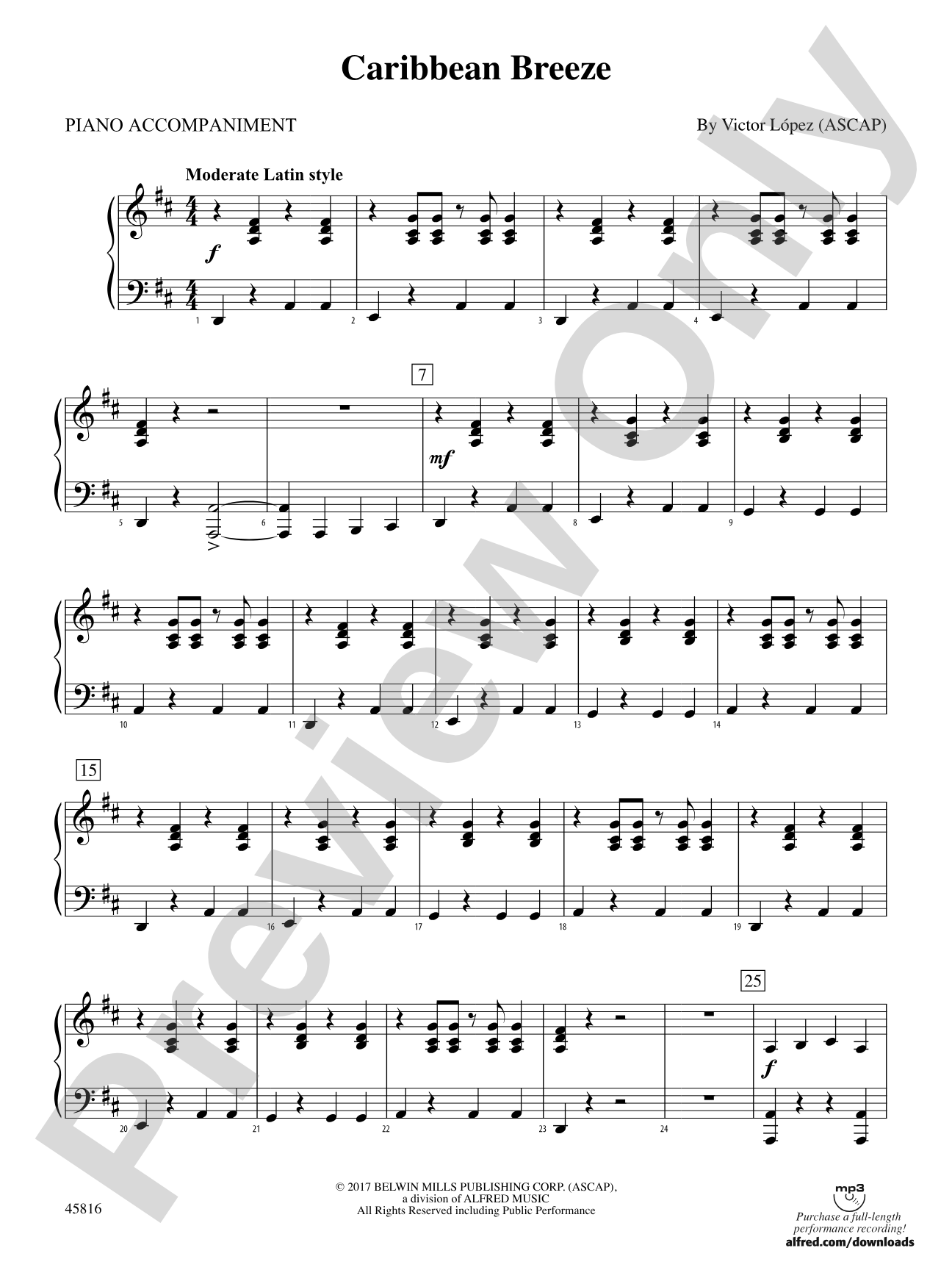 Caribbean Breeze: Piano Accompaniment