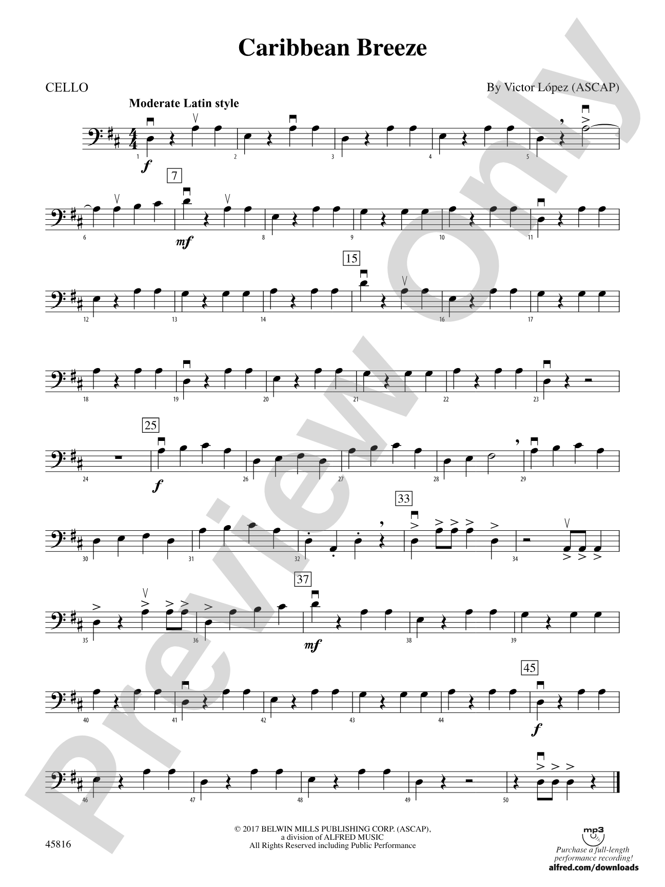 Caribbean Breeze: Cello