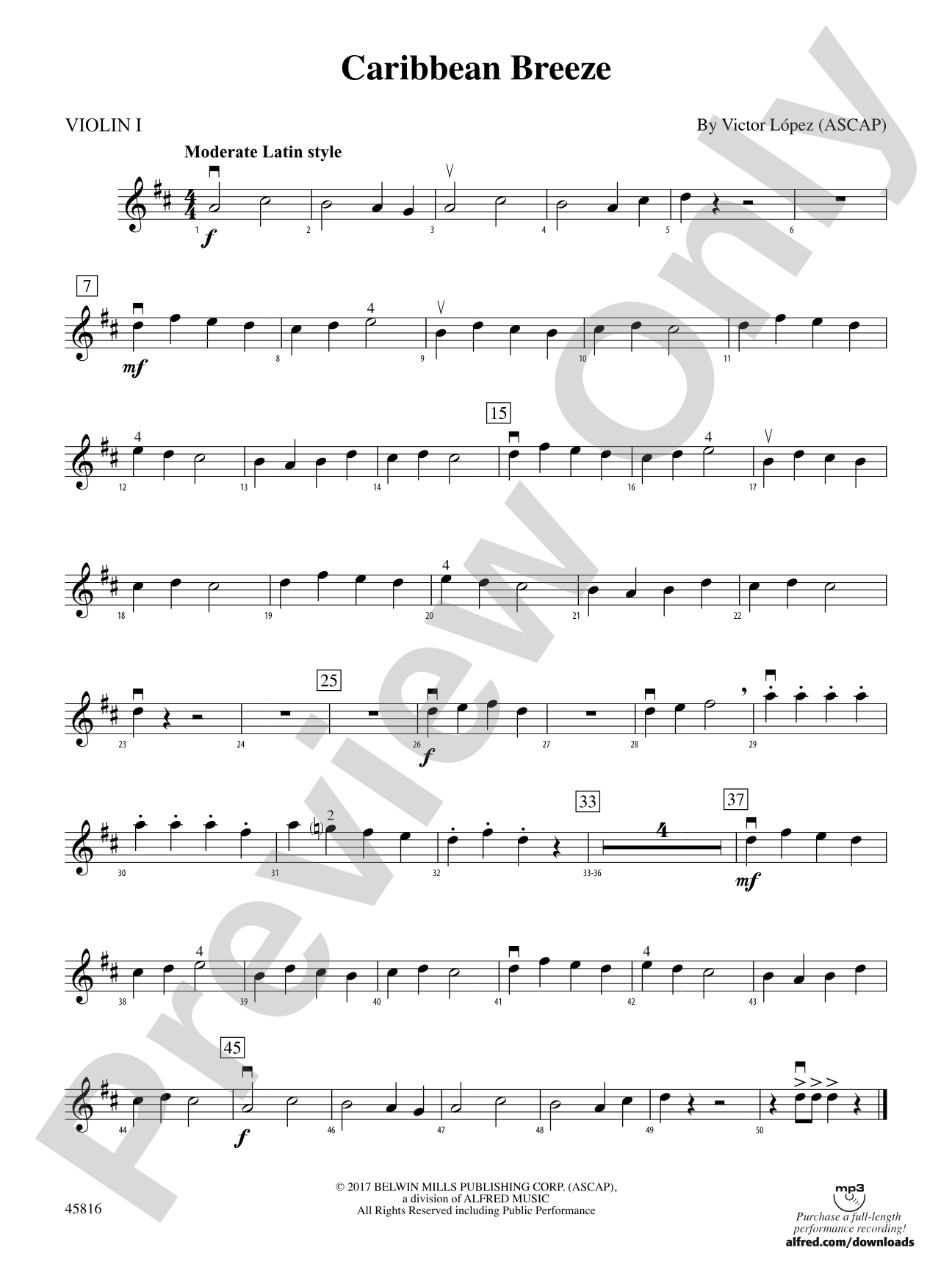 Caribbean Breeze: 1st Violin