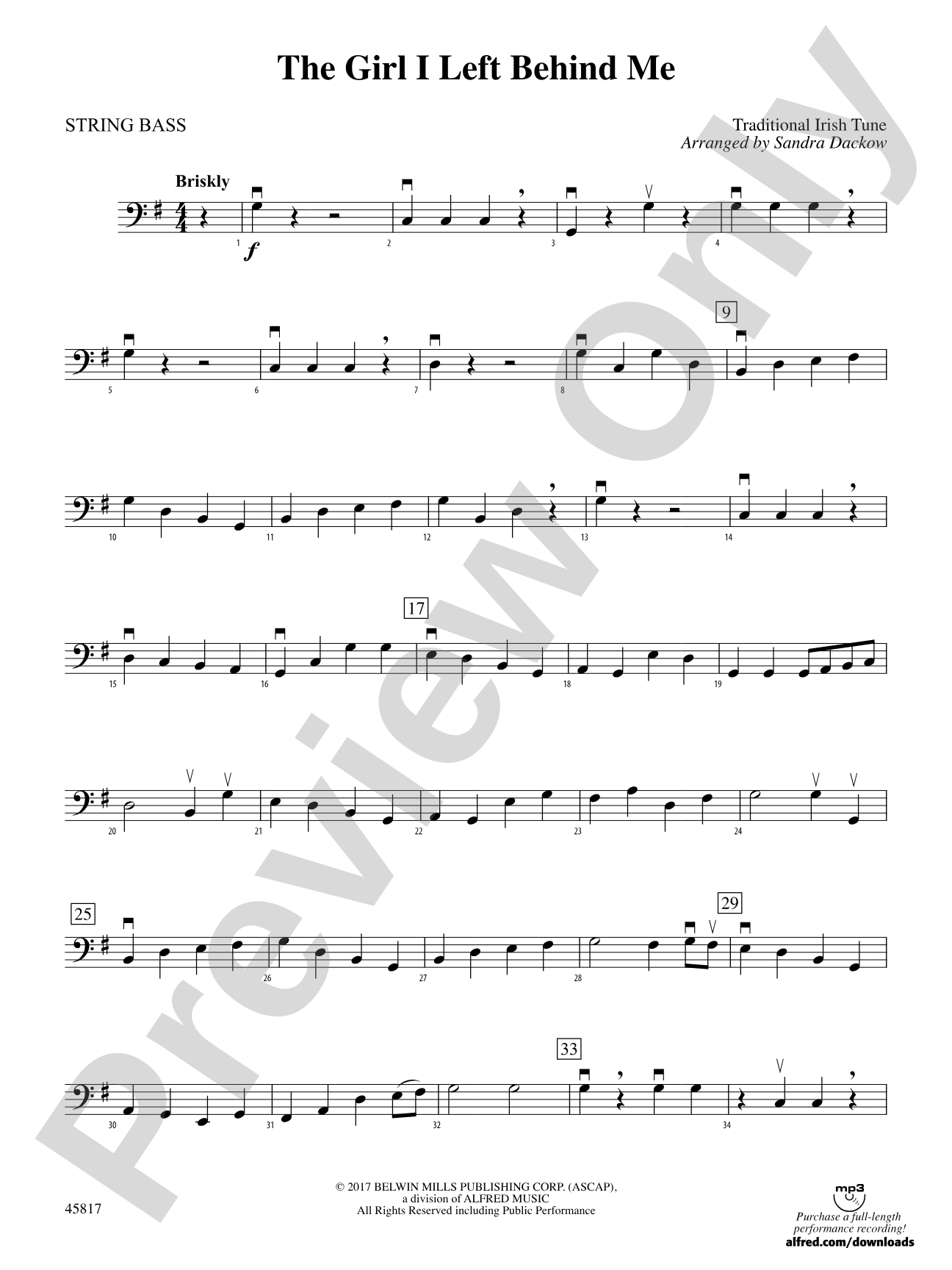 The Girl I Left Behind Me: String Bass