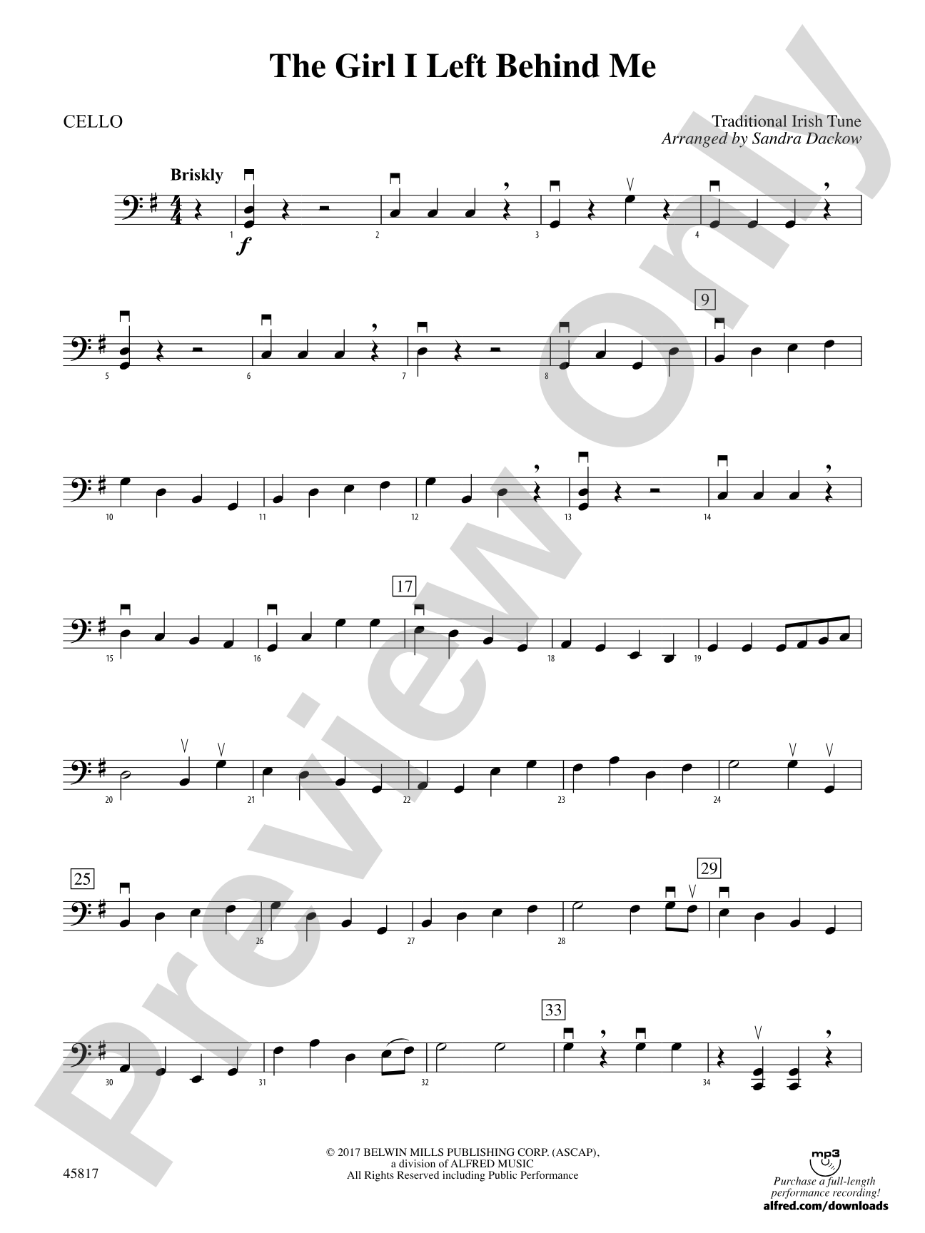 The Girl I Left Behind Me: Cello