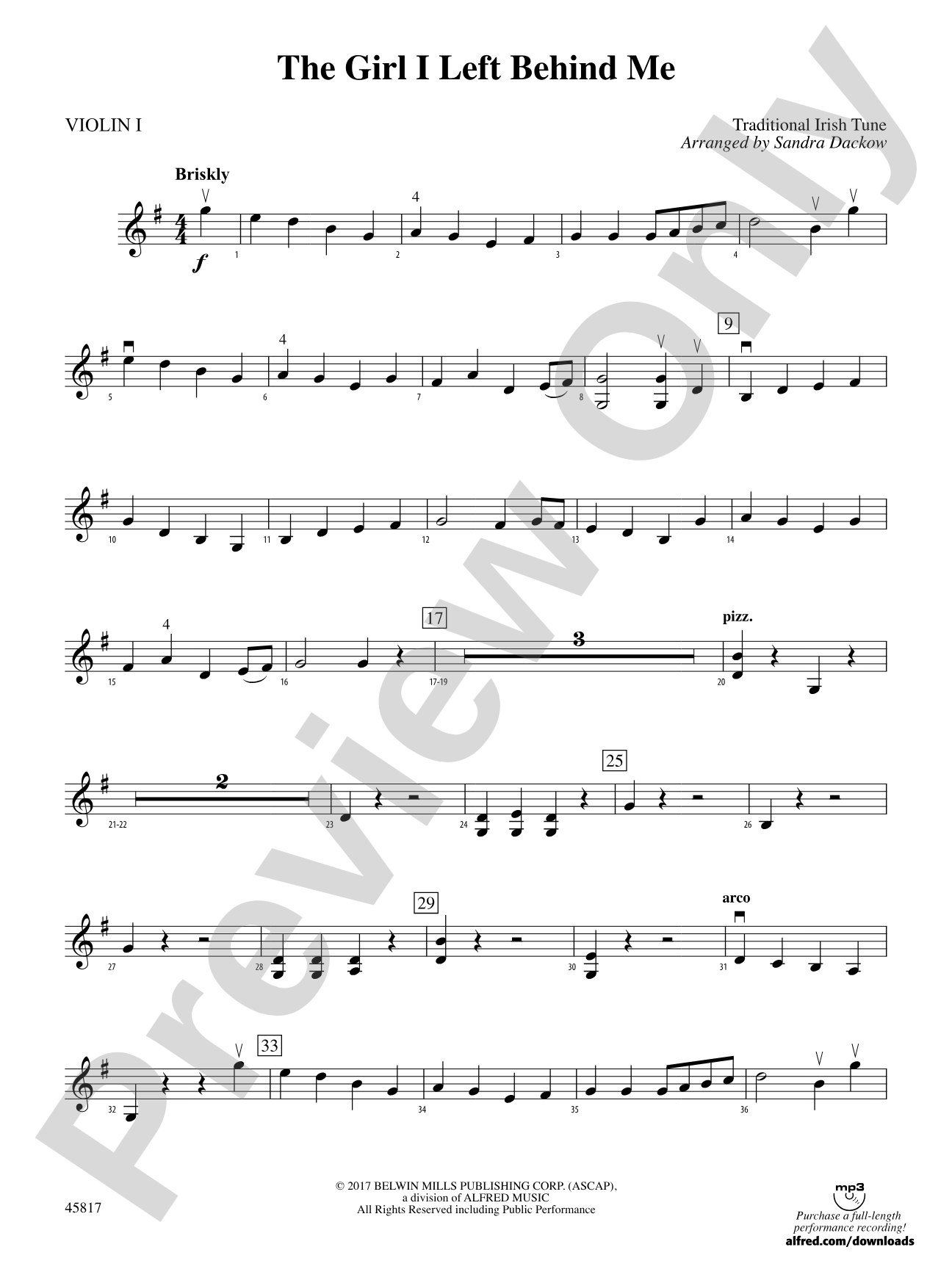 The Girl I Left Behind Me: 1st Violin