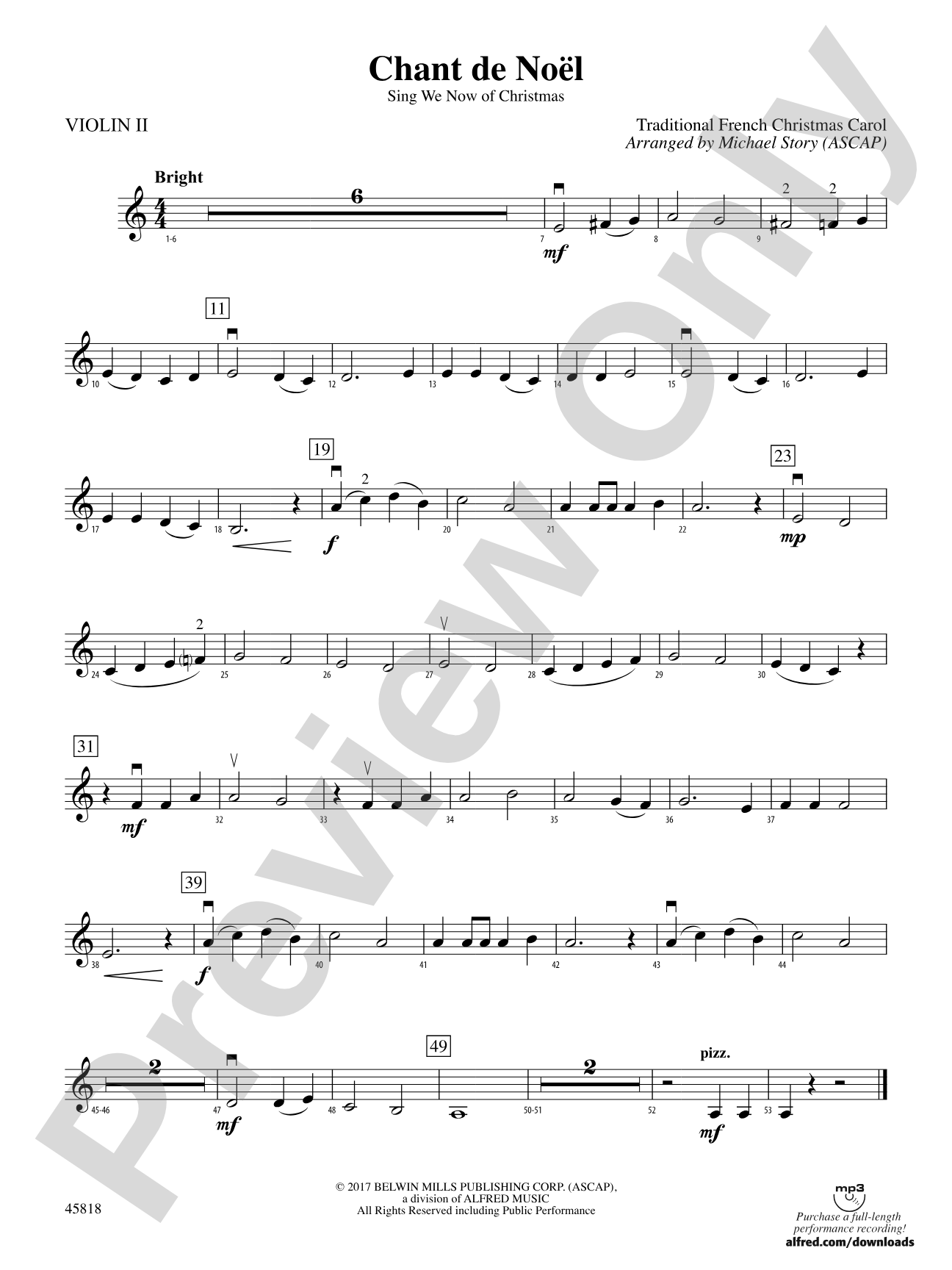 Chant de Noel: 2nd Violin