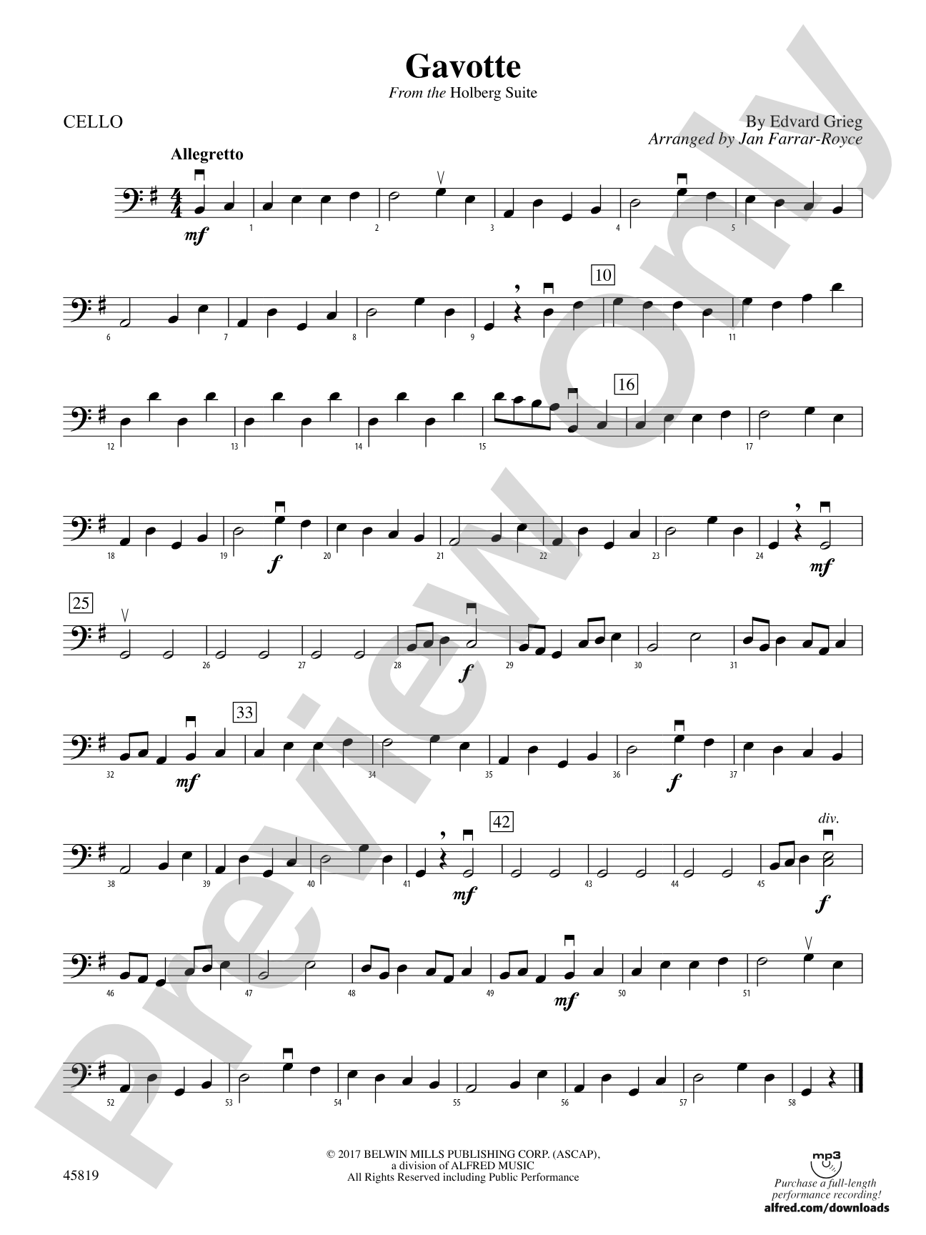 Gavotte: Cello